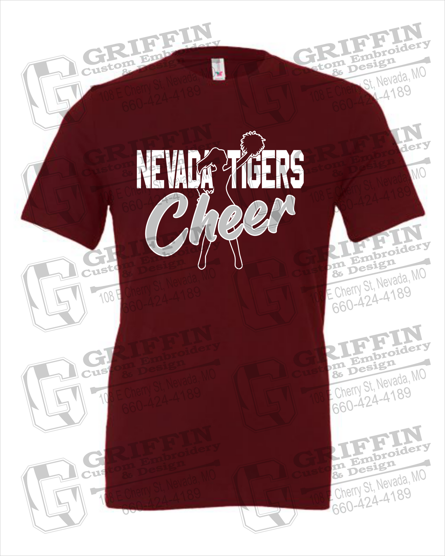 Nevada Tigers 24-A 100% Cotton Short Sleeve T-Shirt - Cheer