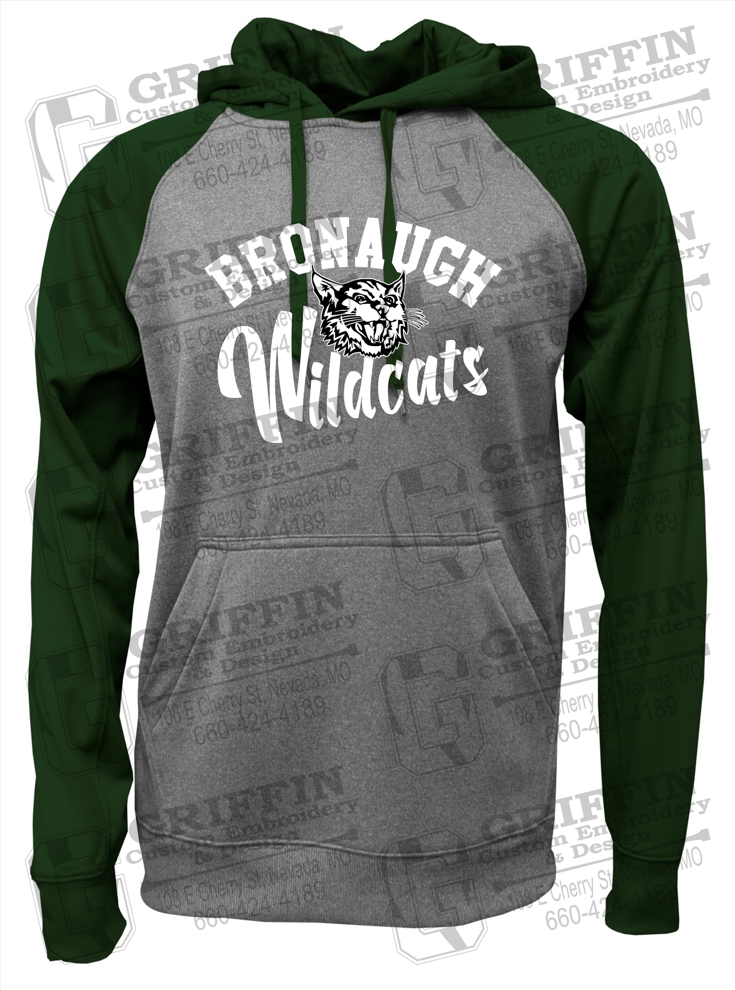 Bronaugh Wildcats 24-A Youth Raglan Hoodie
