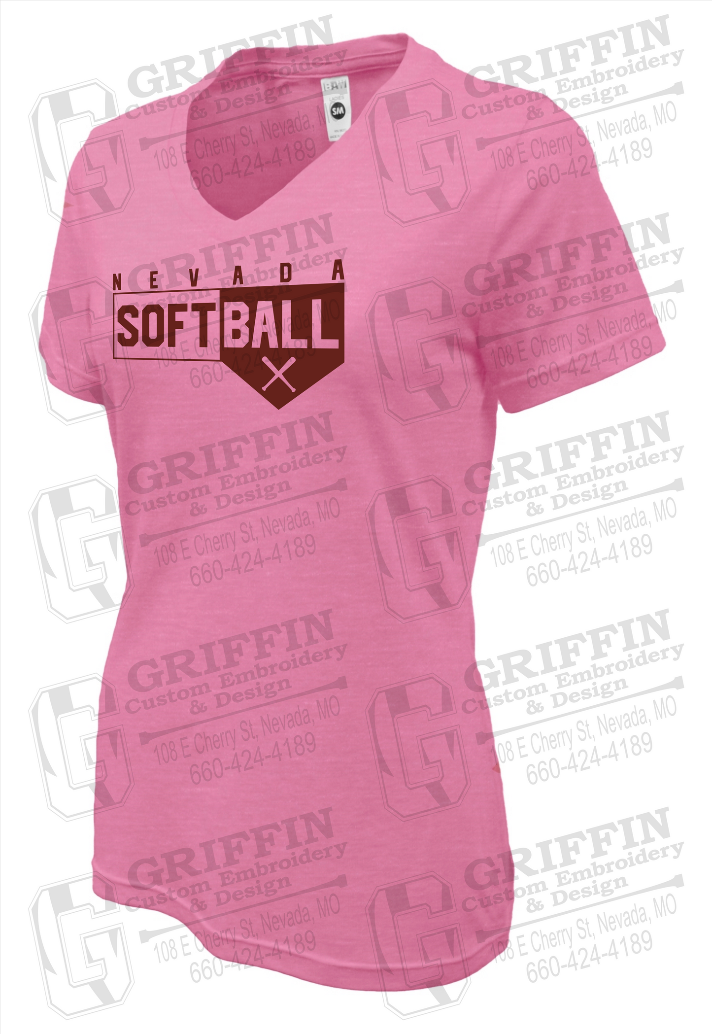 Womens Soft-Tek V-Neck T-Shirt - Softball - Nevada Tigers 24-B