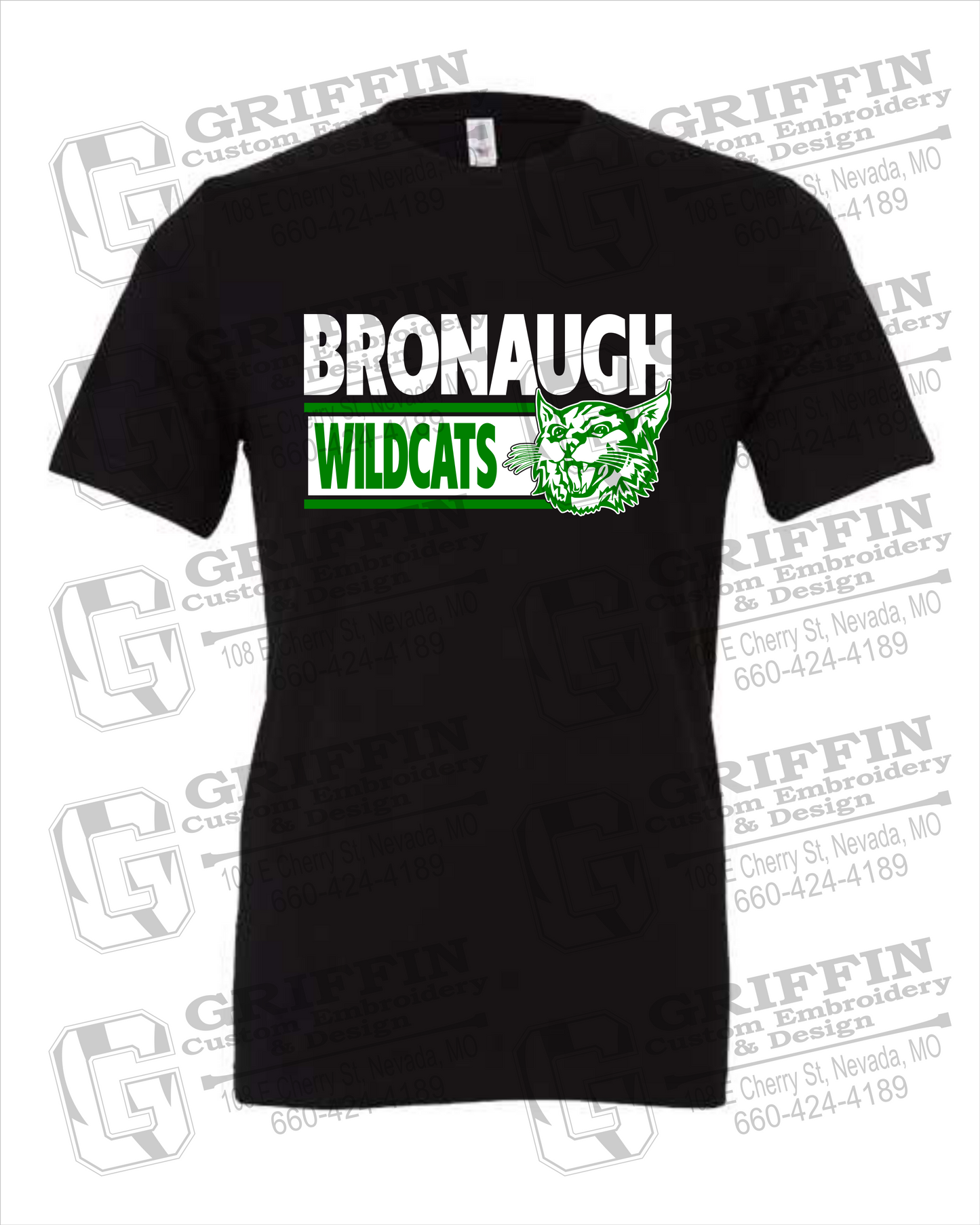 Bronaugh Wildcats 24-B 100% Cotton Short Sleeve T-Shirt