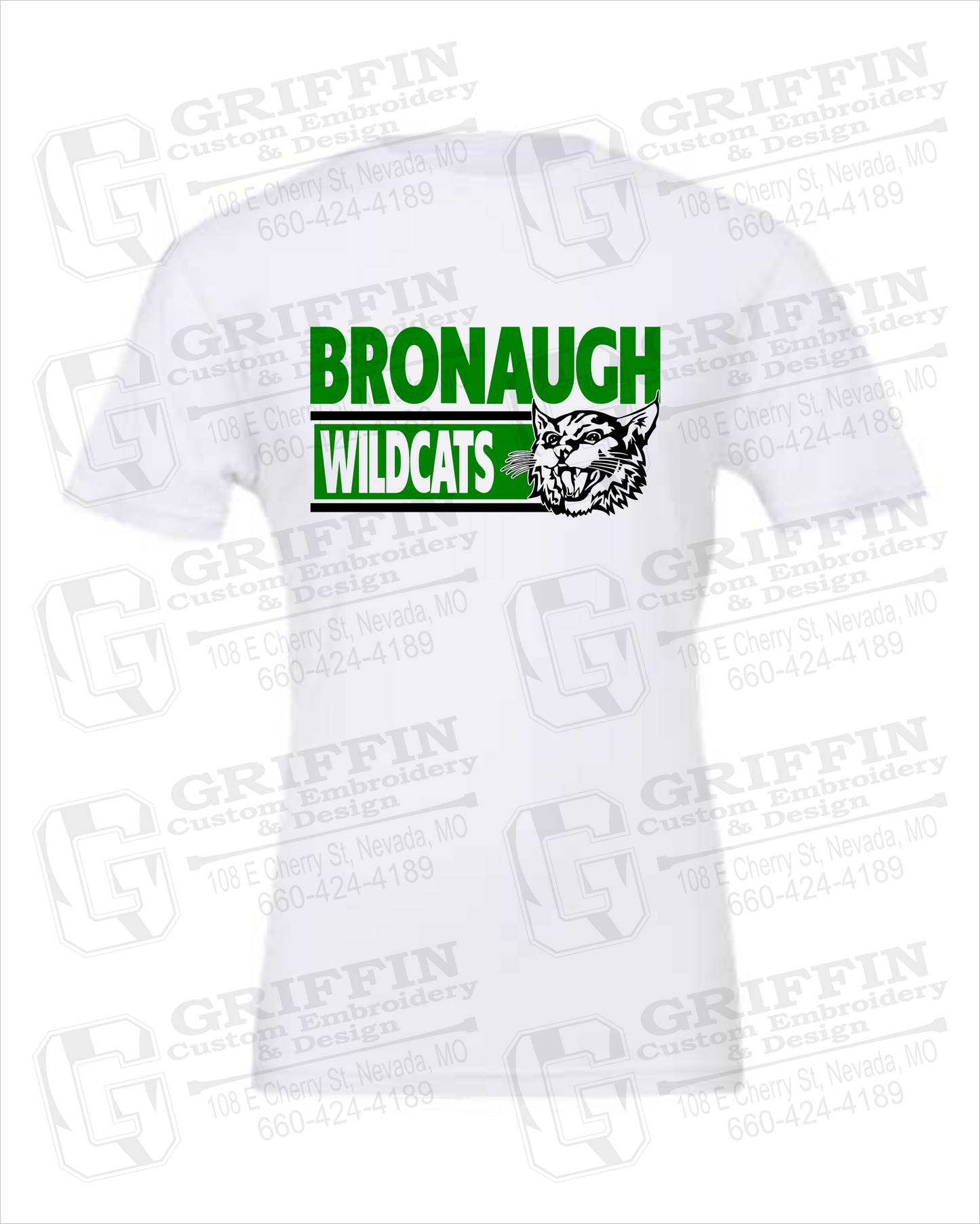 Bronaugh Wildcats 24-B 100% Cotton Short Sleeve T-Shirt