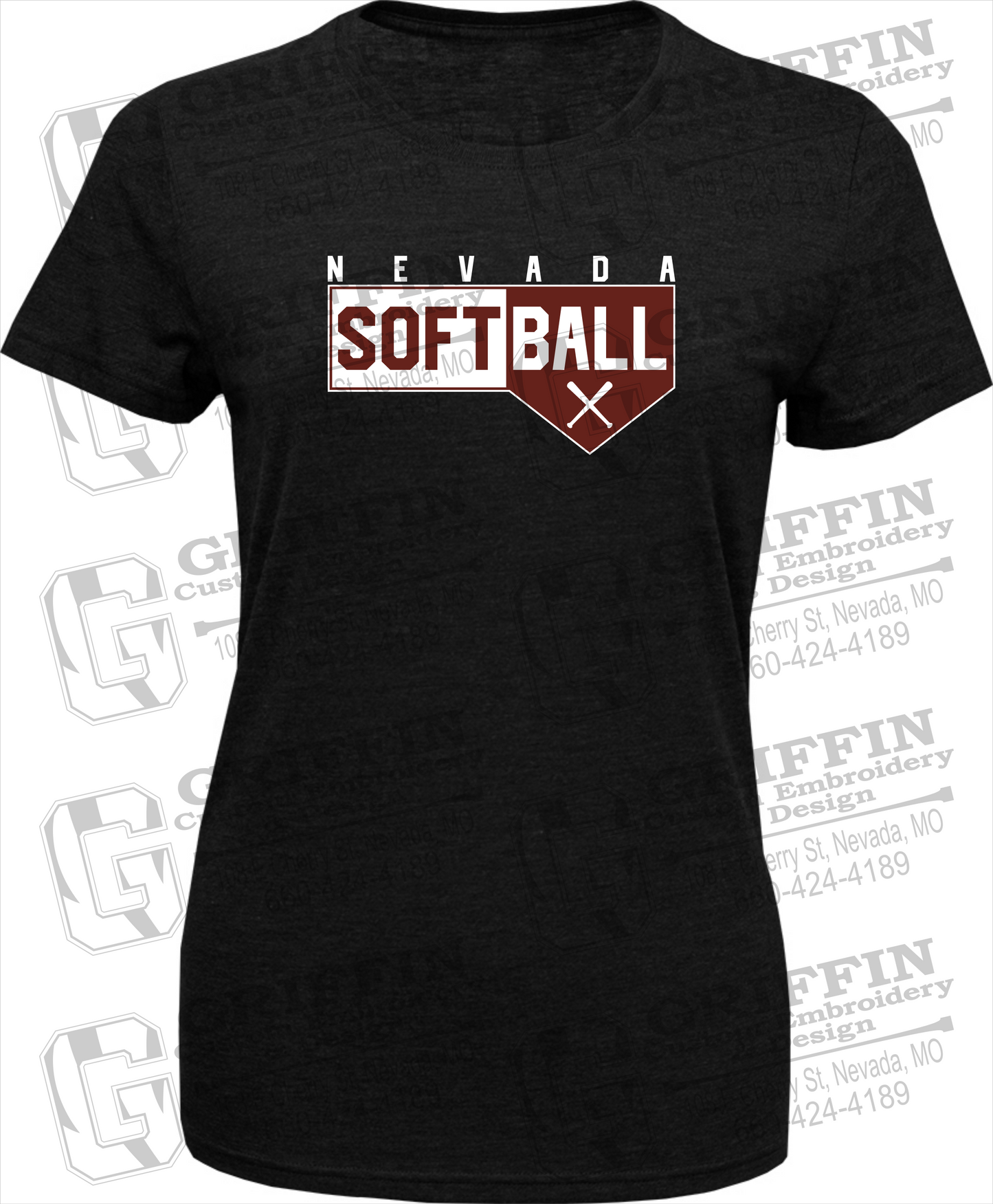 Womens Tri-Blend T-Shirt - Softball - Nevada Tigers 24-B