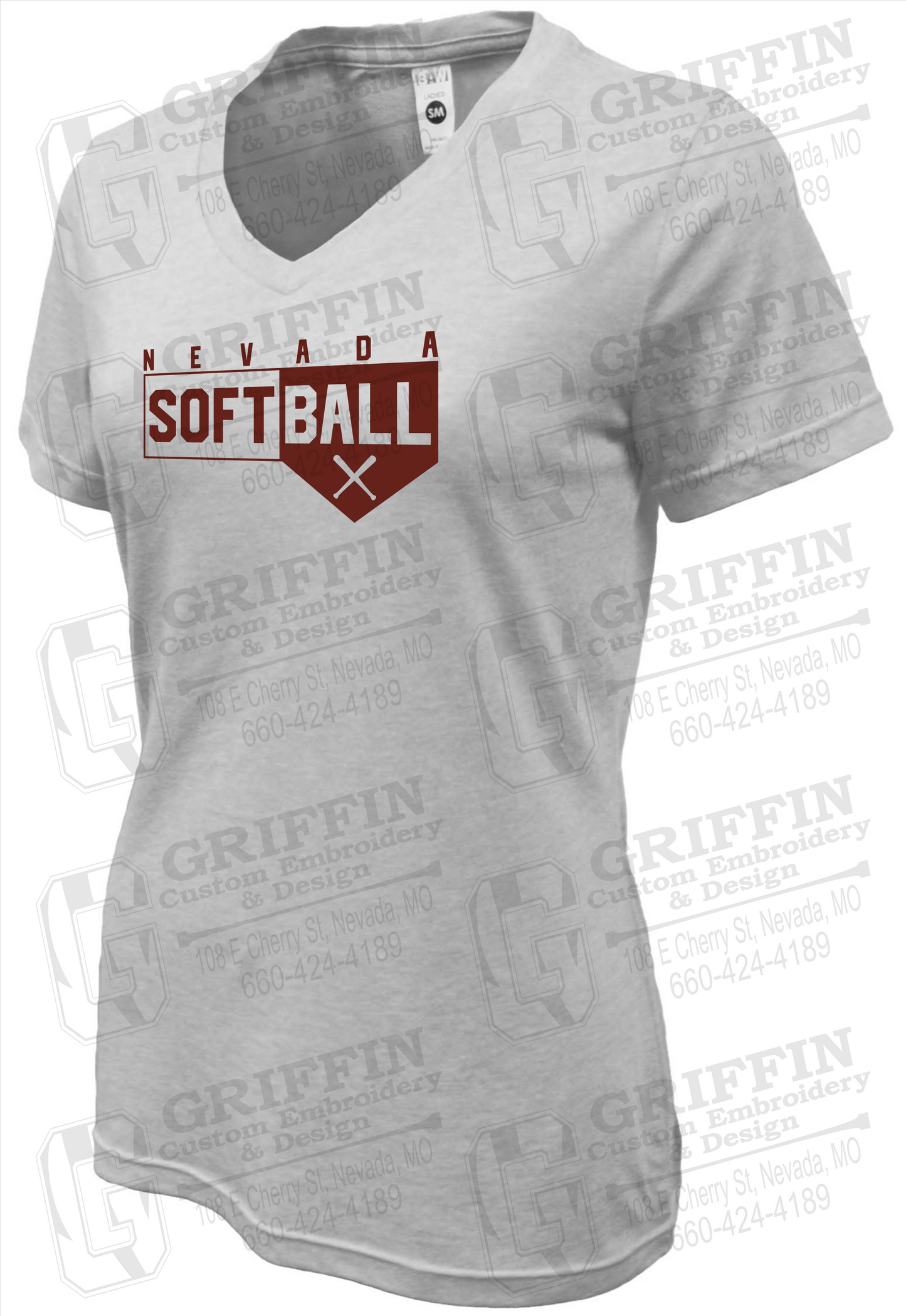 Womens Soft-Tek V-Neck T-Shirt - Softball - Nevada Tigers 24-B