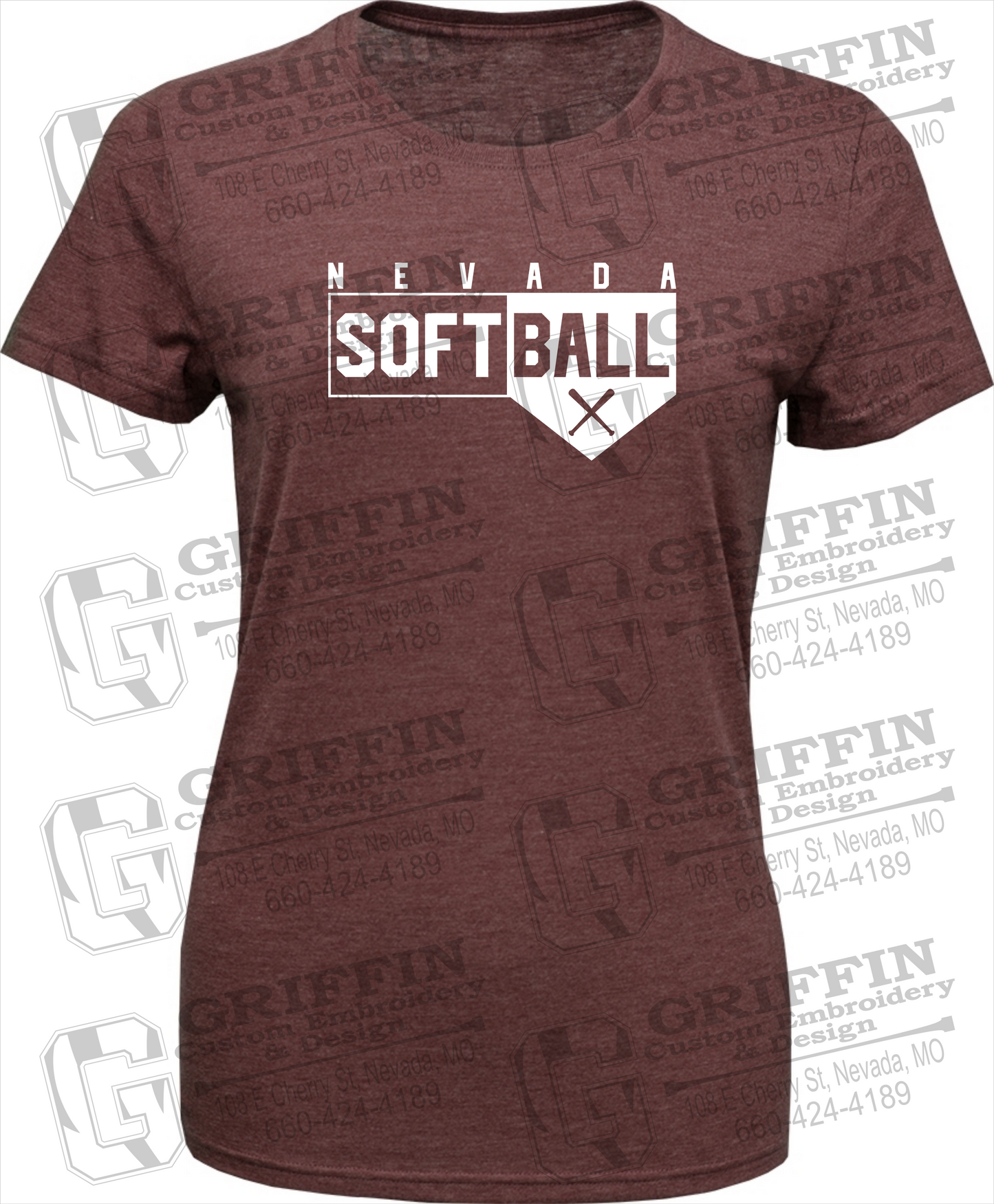 Womens Tri-Blend T-Shirt - Softball - Nevada Tigers 24-B