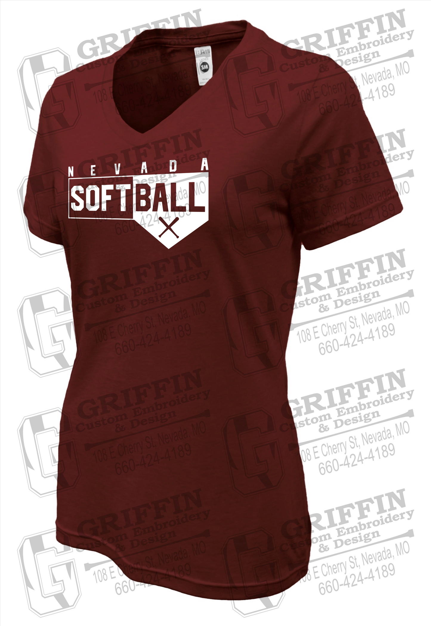 Womens Soft-Tek V-Neck T-Shirt - Softball - Nevada Tigers 24-B