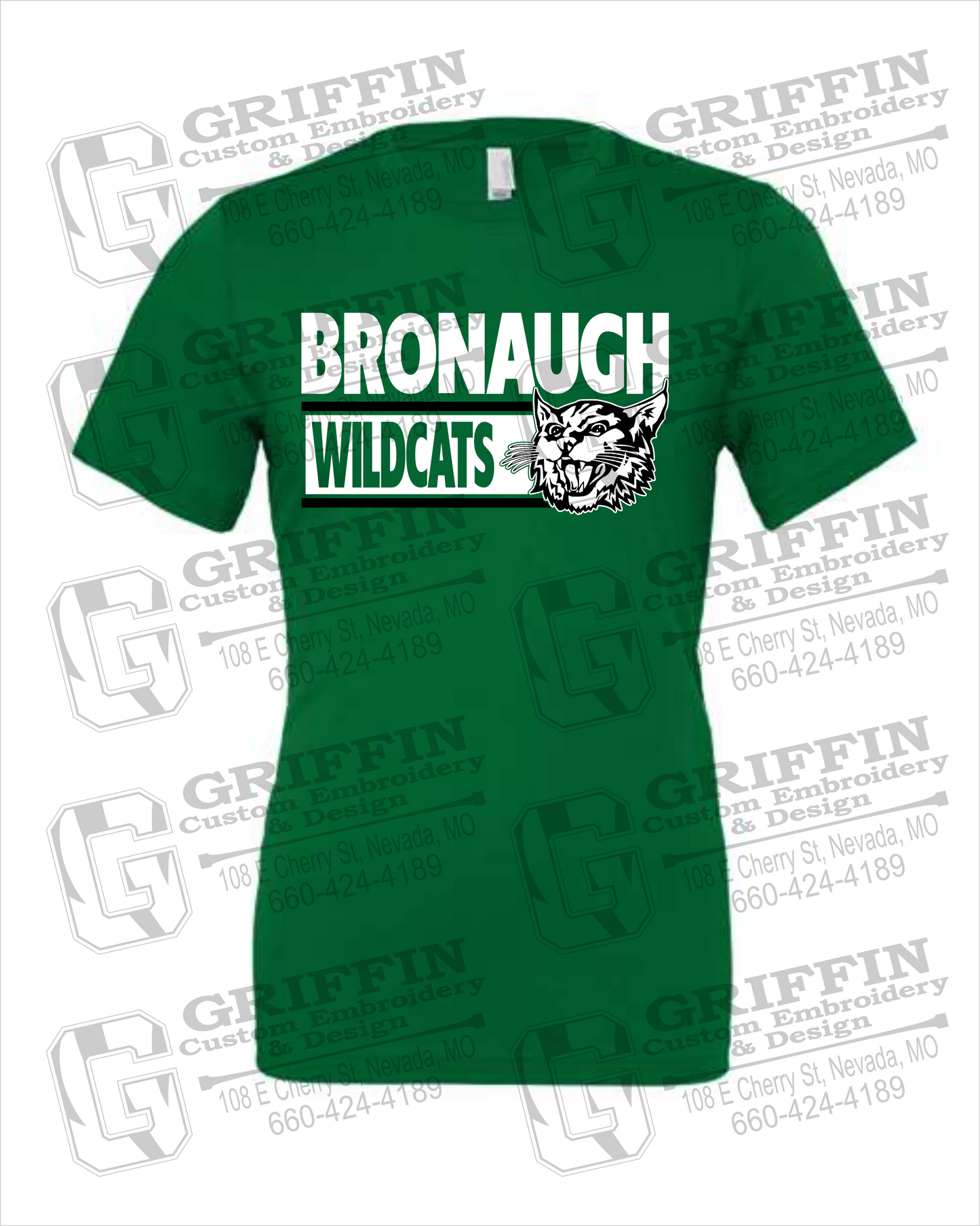 Bronaugh Wildcats 24-B 100% Cotton Short Sleeve T-Shirt