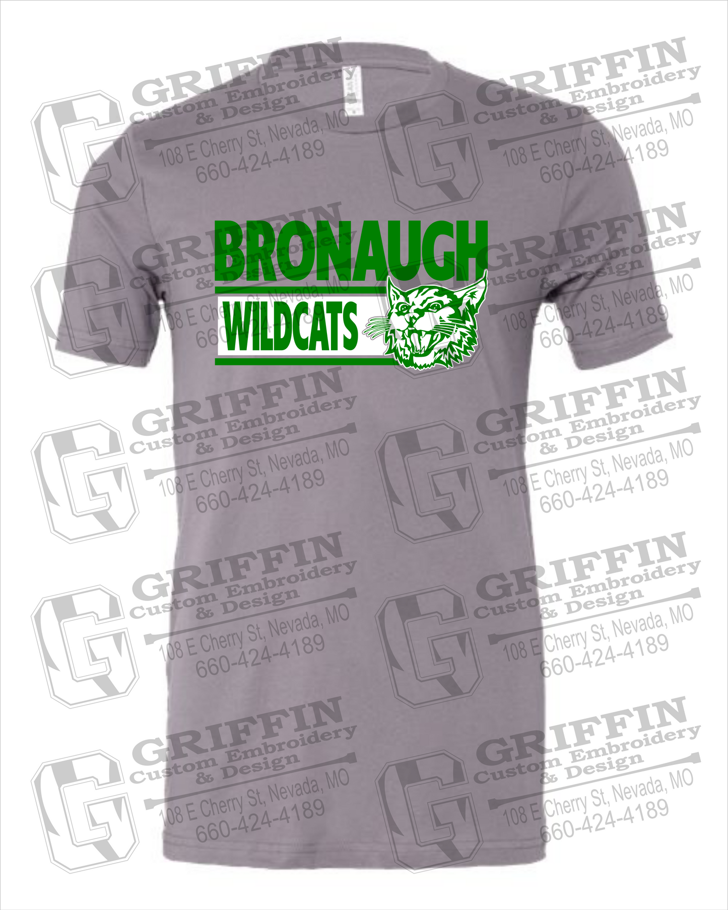 Bronaugh Wildcats 24-B 100% Cotton Short Sleeve T-Shirt