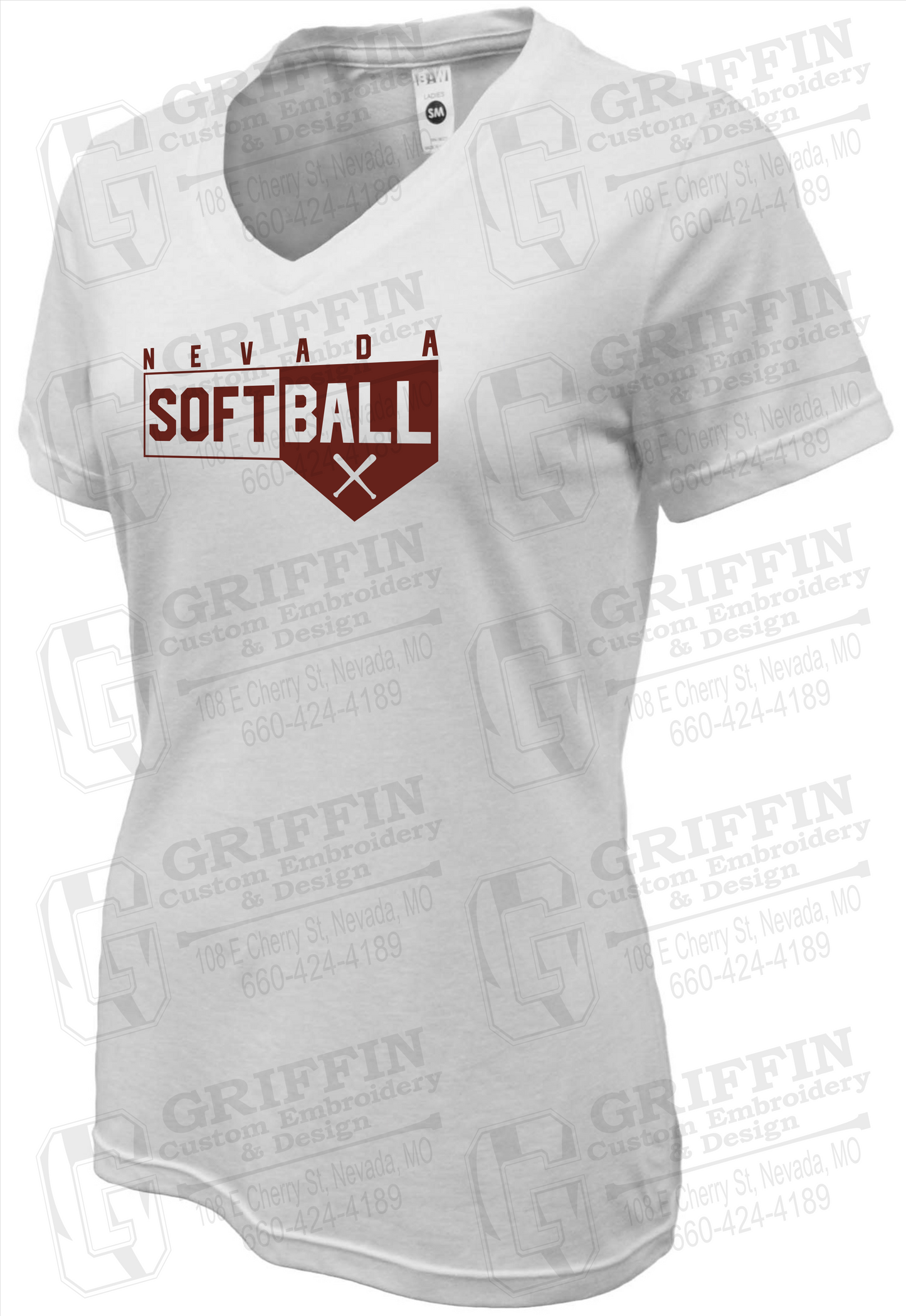 Womens Soft-Tek V-Neck T-Shirt - Softball - Nevada Tigers 24-B