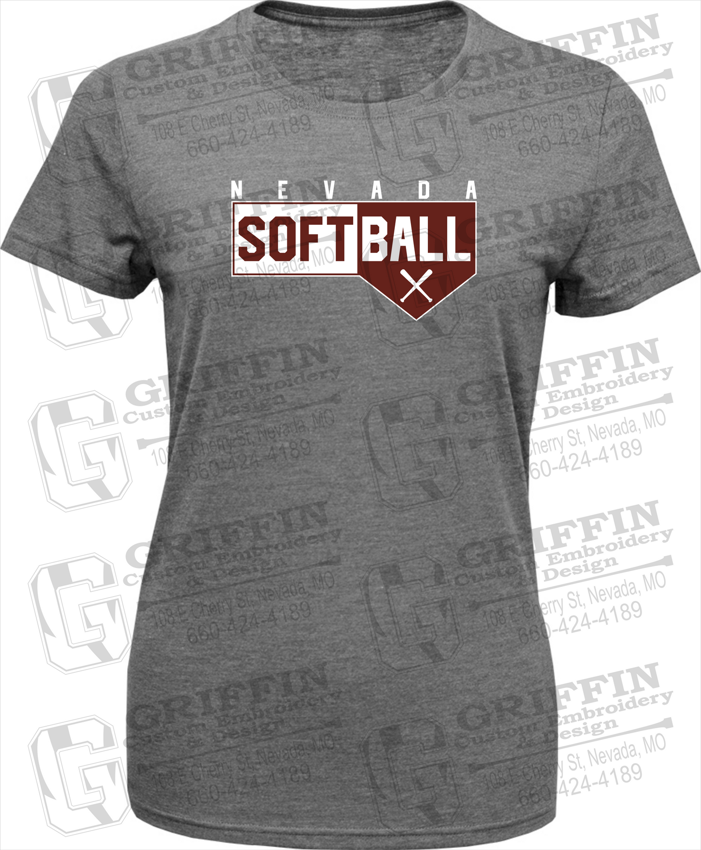 Womens Tri-Blend T-Shirt - Softball - Nevada Tigers 24-B