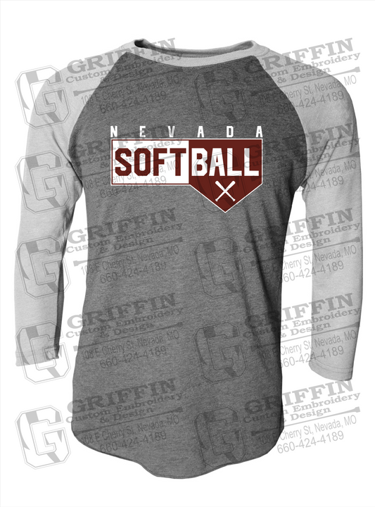 Tri-Blend Raglan Sleeve T-Shirt - Softball - Nevada Tigers 24-B