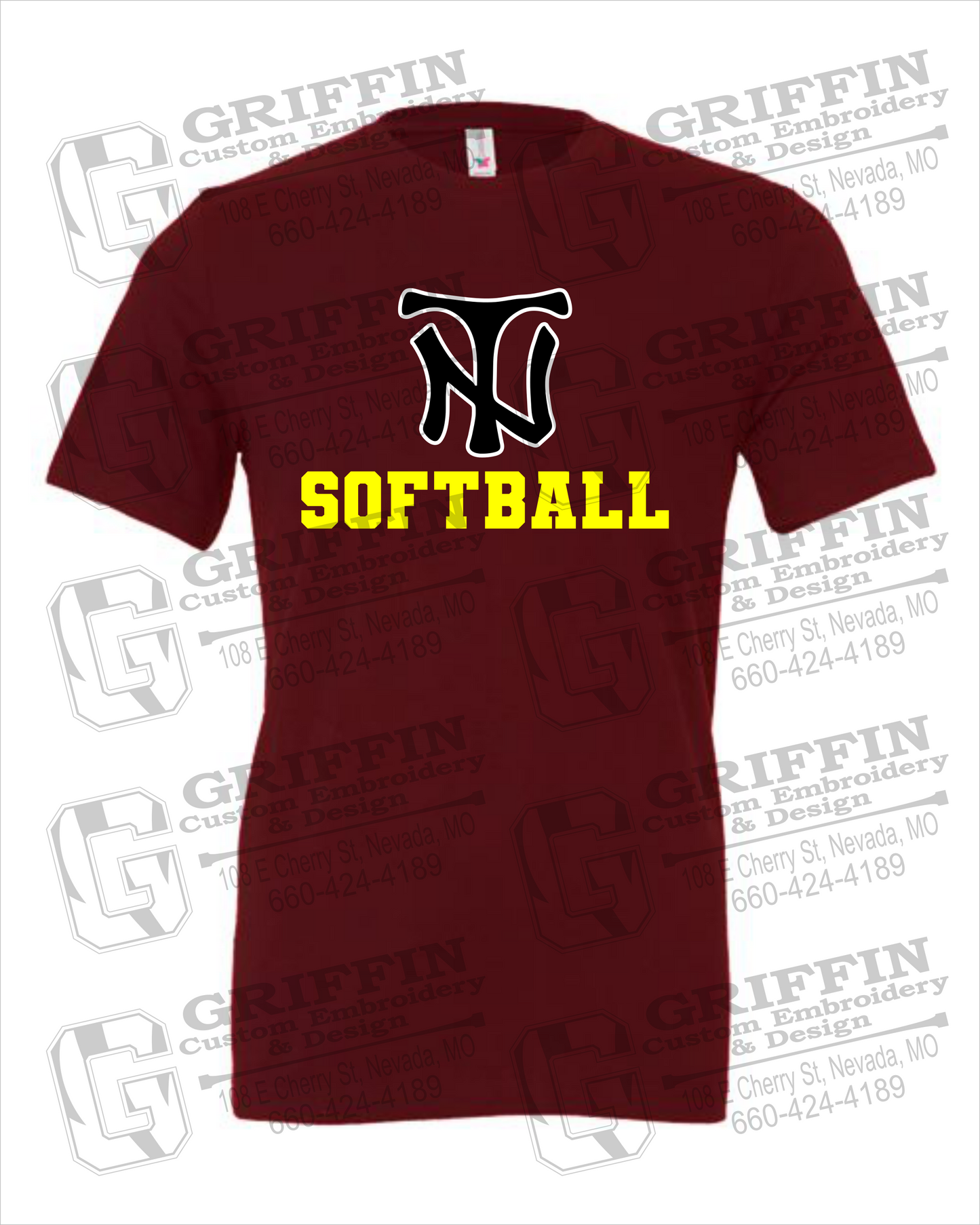 Nevada Tigers 24-C 100% Cotton Short Sleeve T-Shirt - Softball