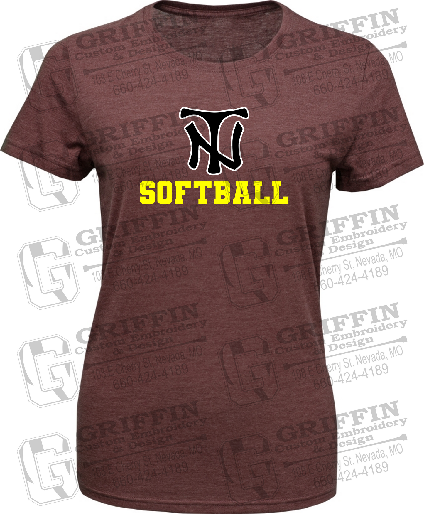 Womens Tri-Blend T-Shirt - Softball - Nevada Tigers 24-C