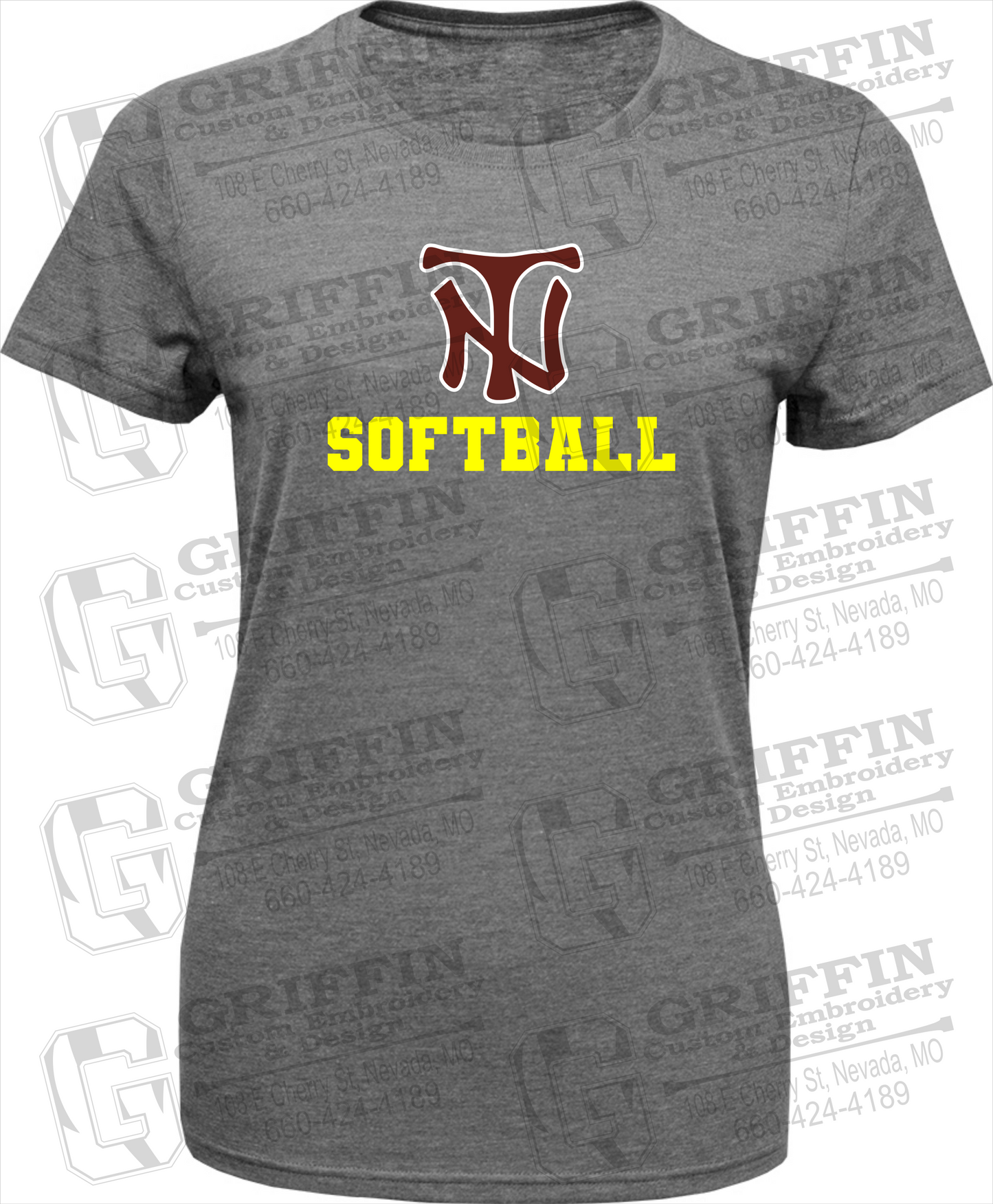 Womens Tri-Blend T-Shirt - Softball - Nevada Tigers 24-C