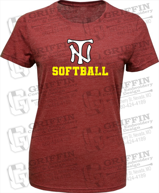 Womens Tri-Blend T-Shirt - Softball - Nevada Tigers 24-C