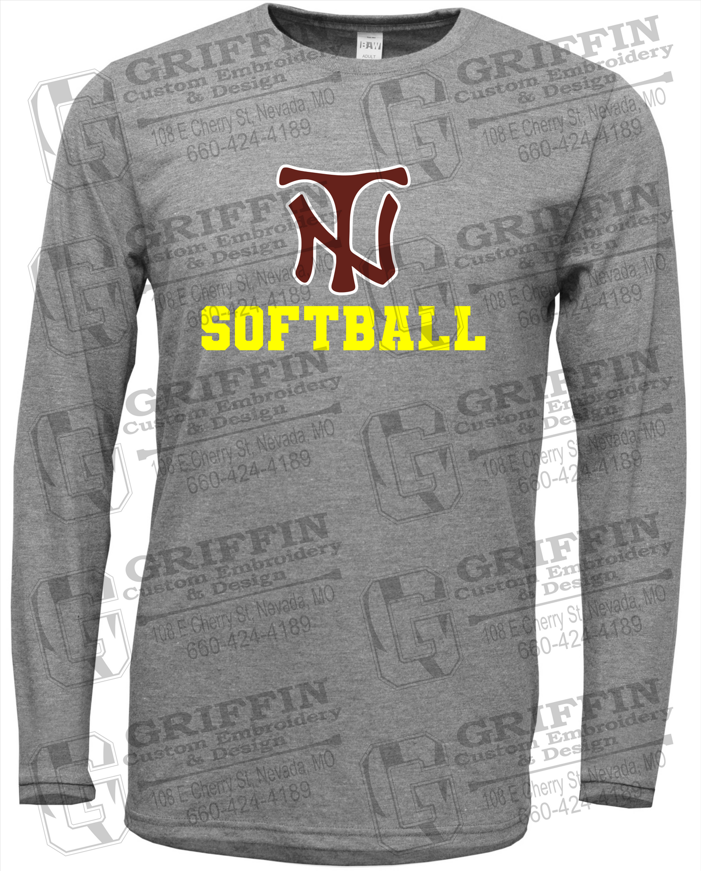 Soft-Tek Long Sleeve T-Shirt - Softball - Nevada Tigers 24-C