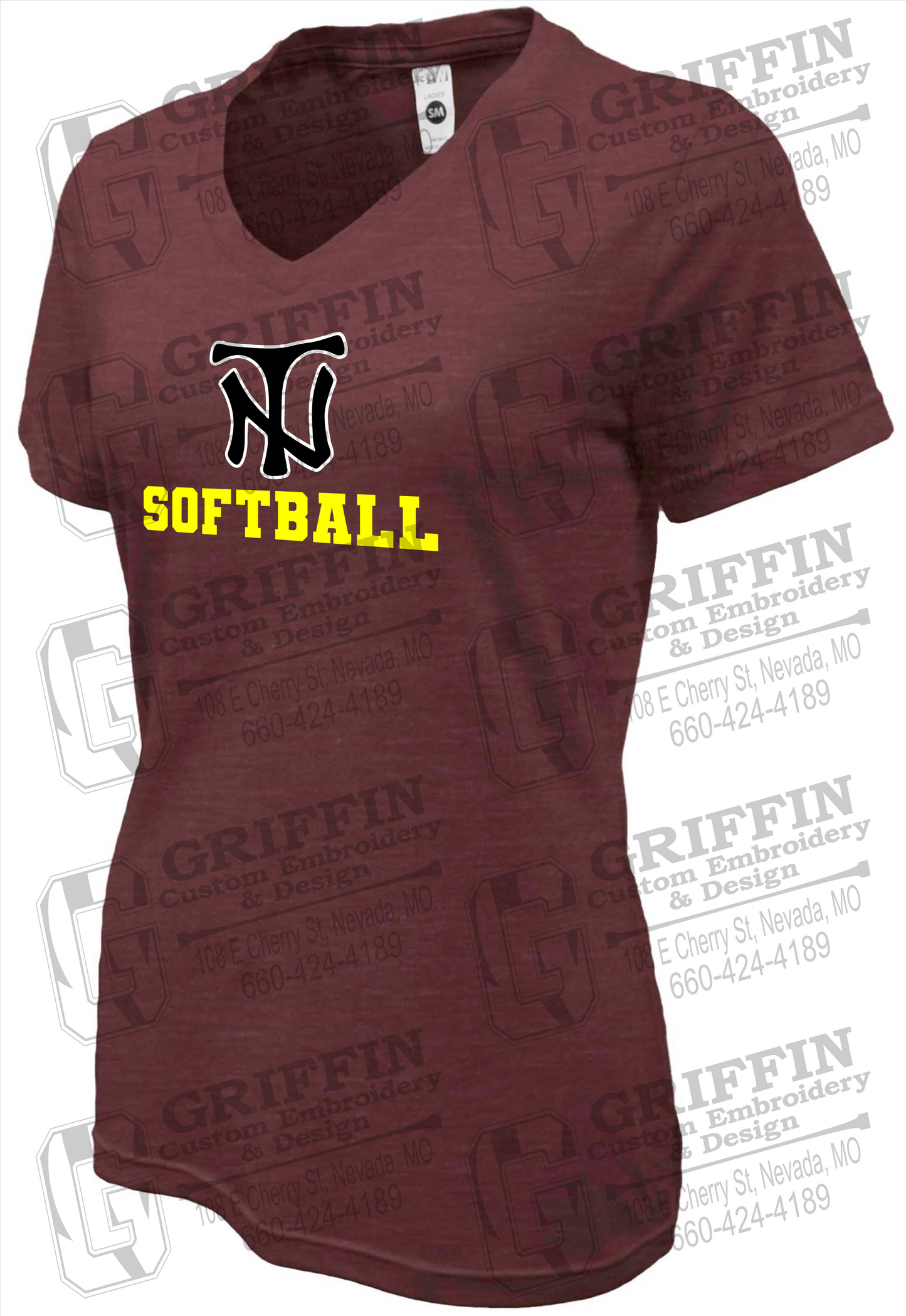 Womens Soft-Tek V-Neck T-Shirt - Softball - Nevada Tigers 24-C