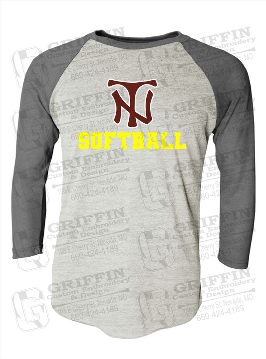 Tri-Blend Raglan Sleeve T-Shirt - Softball - Nevada Tigers 24-C