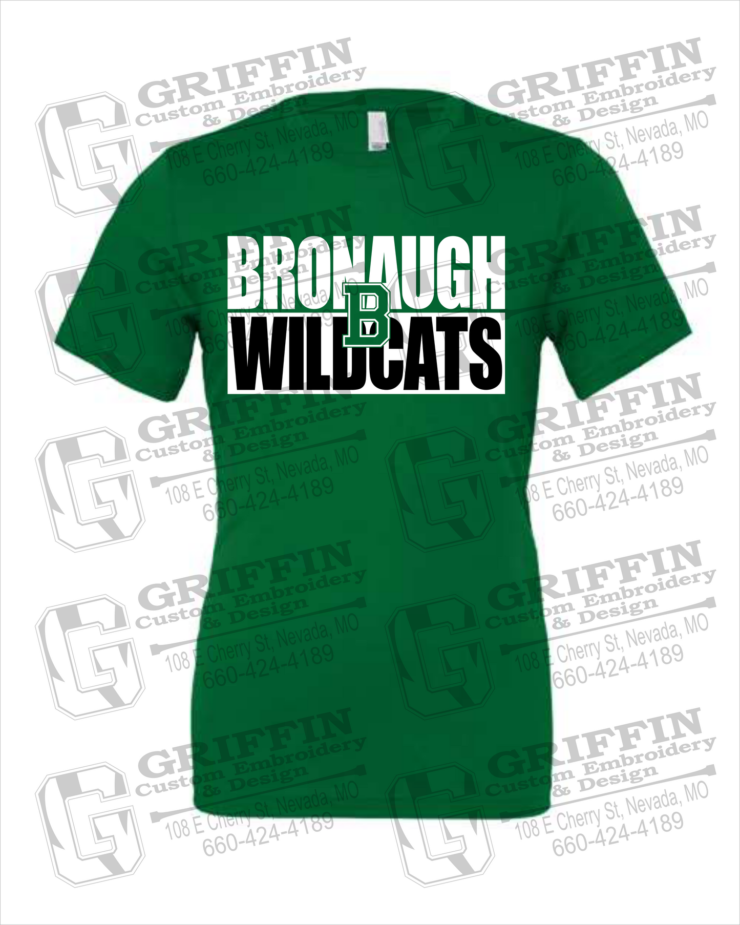 Bronaugh Wildcats 24-C 100% Cotton Short Sleeve T-Shirt