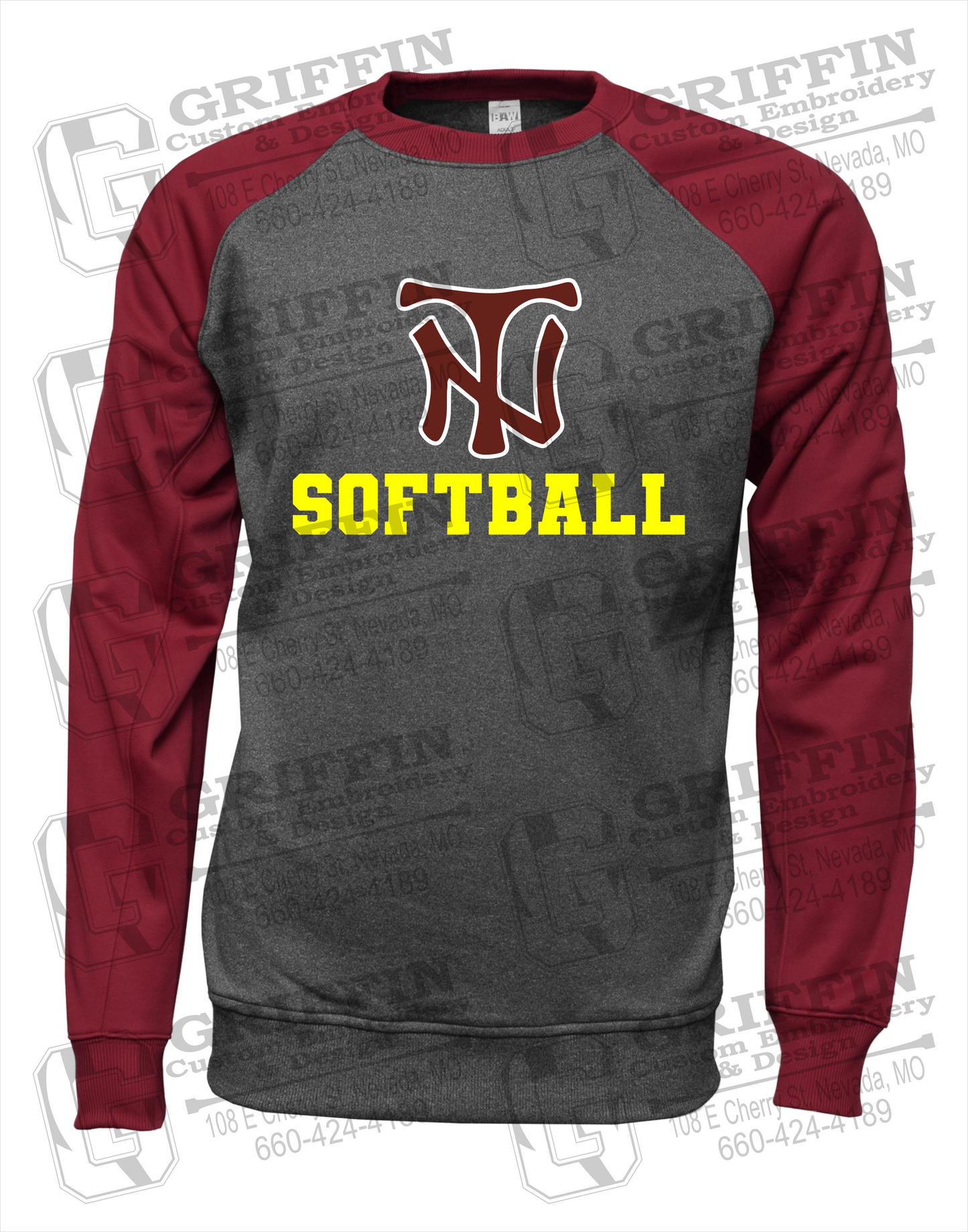 Nevada Tigers 24-C Youth Raglan Sweatshirt - Softball