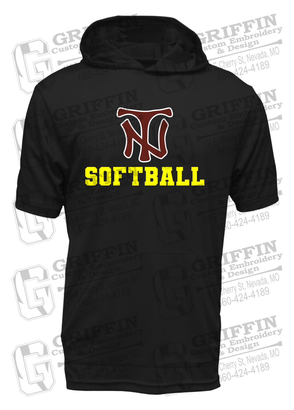 Dry-Fit Short Sleeve T-Shirt Hoodie - Softball - Nevada Tigers 24-C