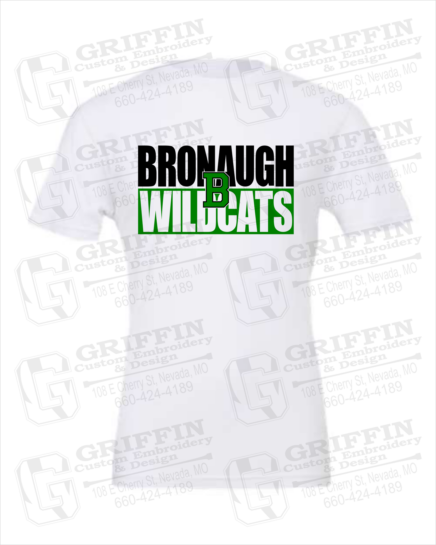 Bronaugh Wildcats 24-C 100% Cotton Short Sleeve T-Shirt