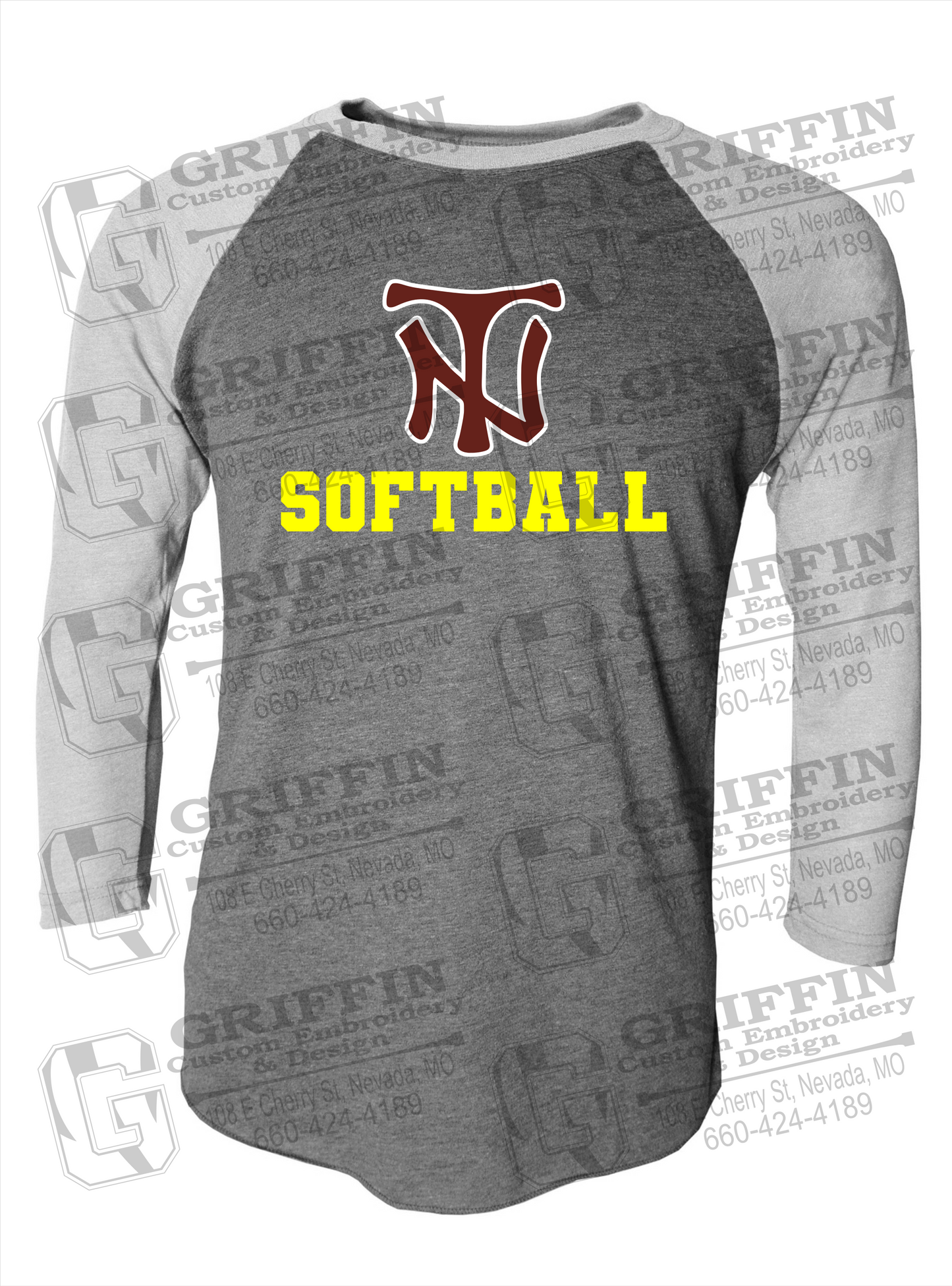 Tri-Blend Raglan Sleeve T-Shirt - Softball - Nevada Tigers 24-C