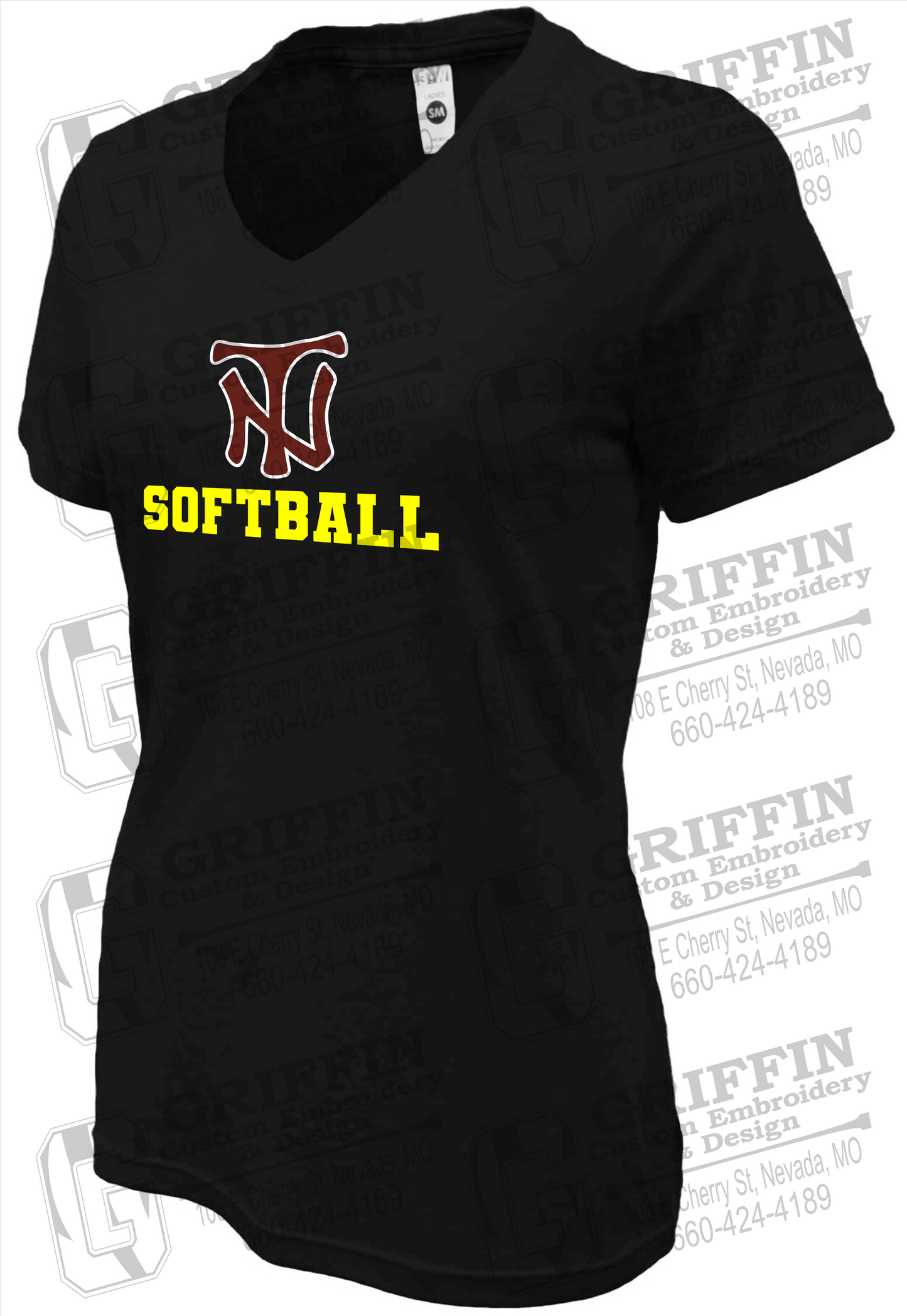 Womens Soft-Tek V-Neck T-Shirt - Softball - Nevada Tigers 24-C