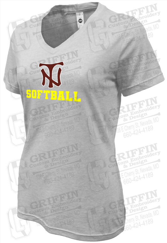 Womens Soft-Tek V-Neck T-Shirt - Softball - Nevada Tigers 24-C