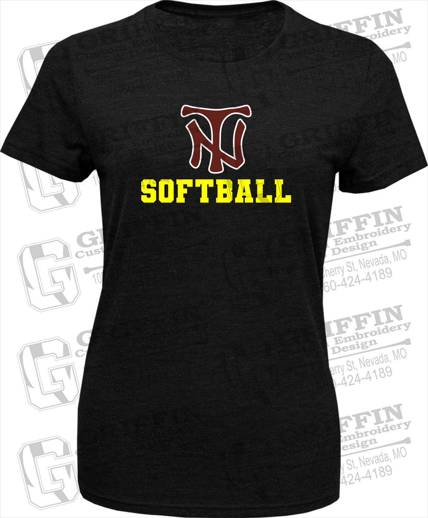 Womens Tri-Blend T-Shirt - Softball - Nevada Tigers 24-C