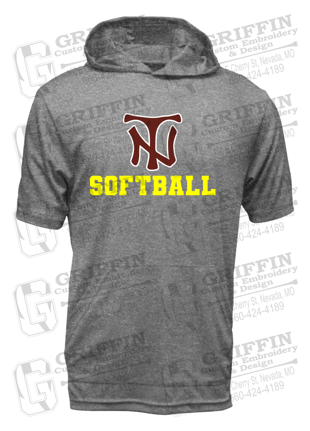 Dry-Fit Short Sleeve T-Shirt Hoodie - Softball - Nevada Tigers 24-C