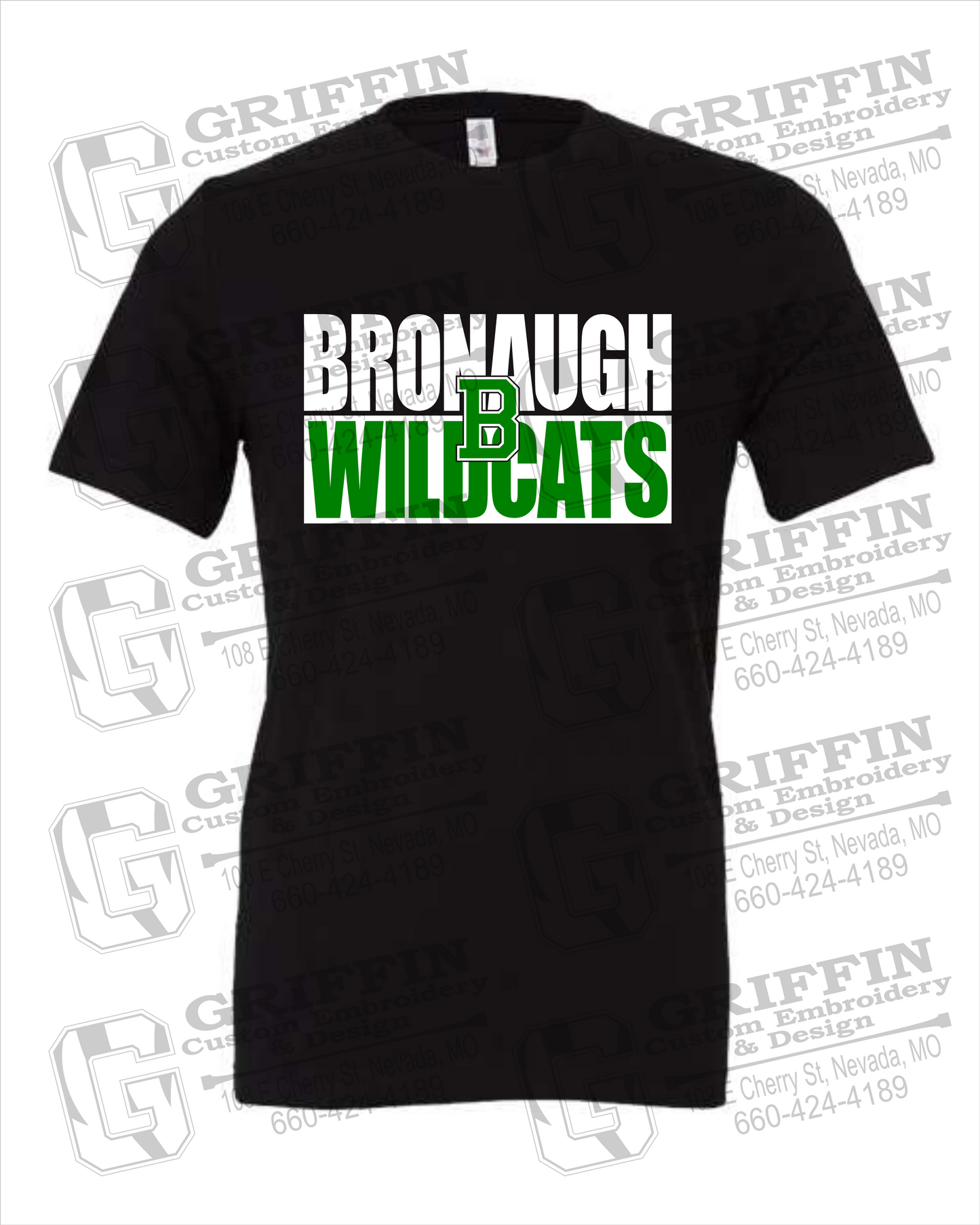 Bronaugh Wildcats 24-C 100% Cotton Short Sleeve T-Shirt