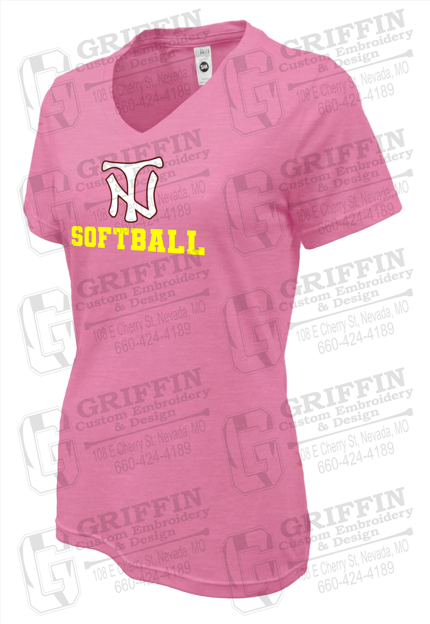 Womens Soft-Tek V-Neck T-Shirt - Softball - Nevada Tigers 24-C