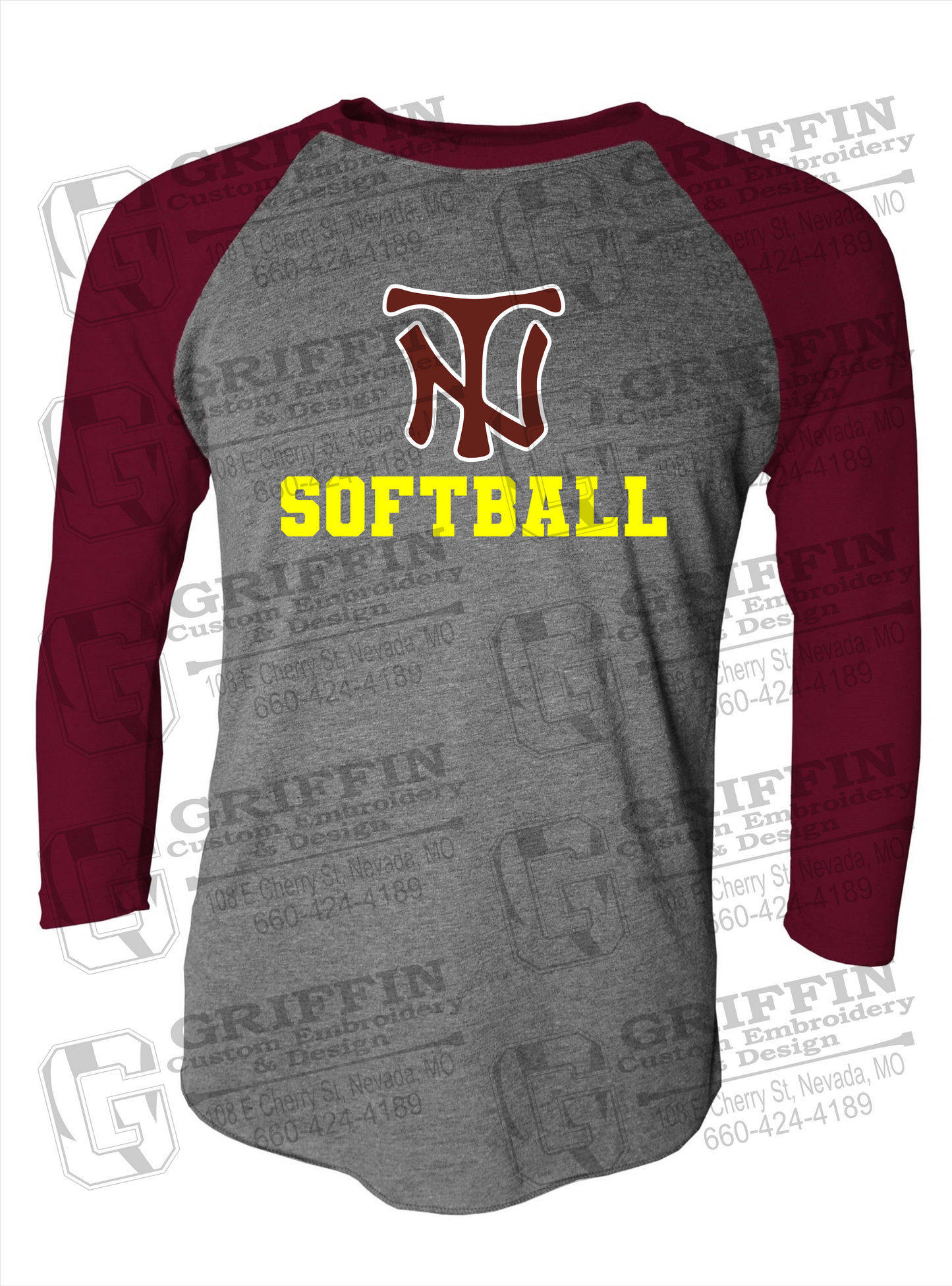 Tri-Blend Raglan Sleeve T-Shirt - Softball - Nevada Tigers 24-C