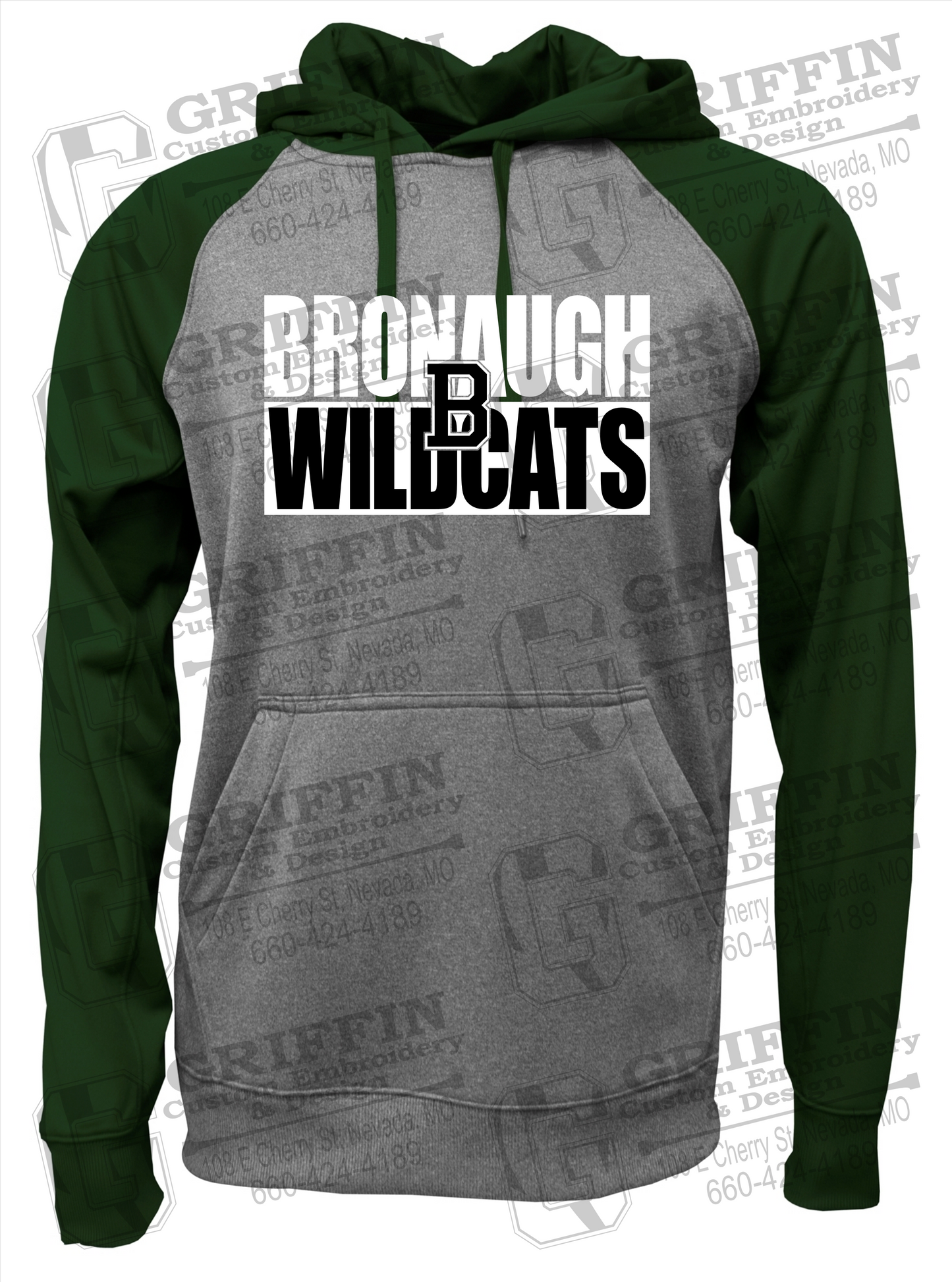 Bronaugh Wildcats 24-C Raglan Hoodie