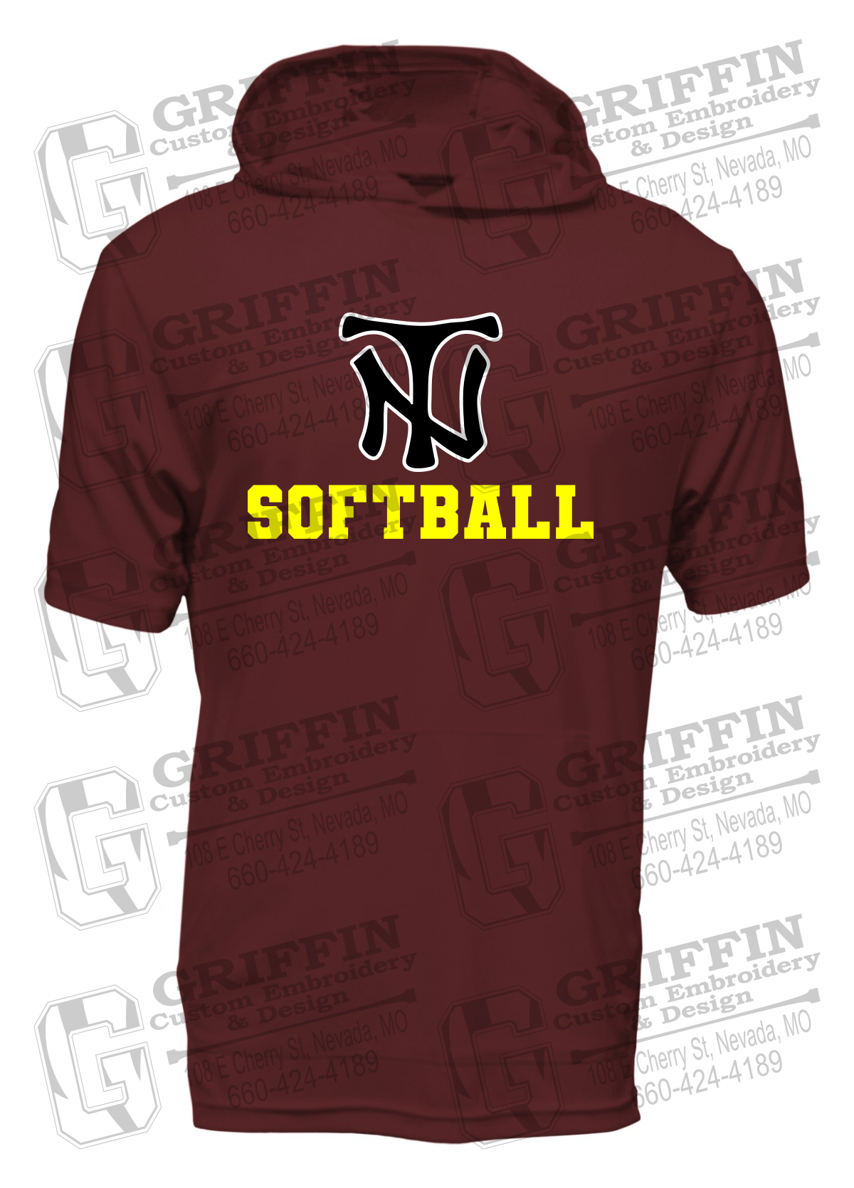 Dry-Fit Short Sleeve T-Shirt Hoodie - Softball - Nevada Tigers 24-C