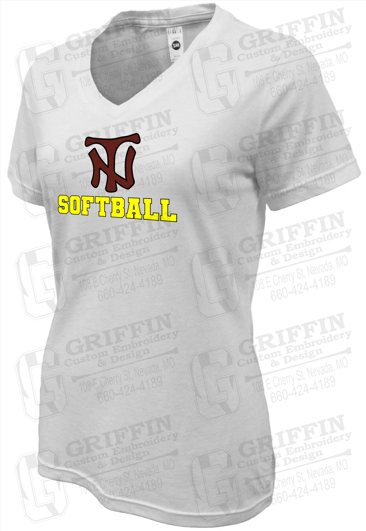 Womens Soft-Tek V-Neck T-Shirt - Softball - Nevada Tigers 24-C