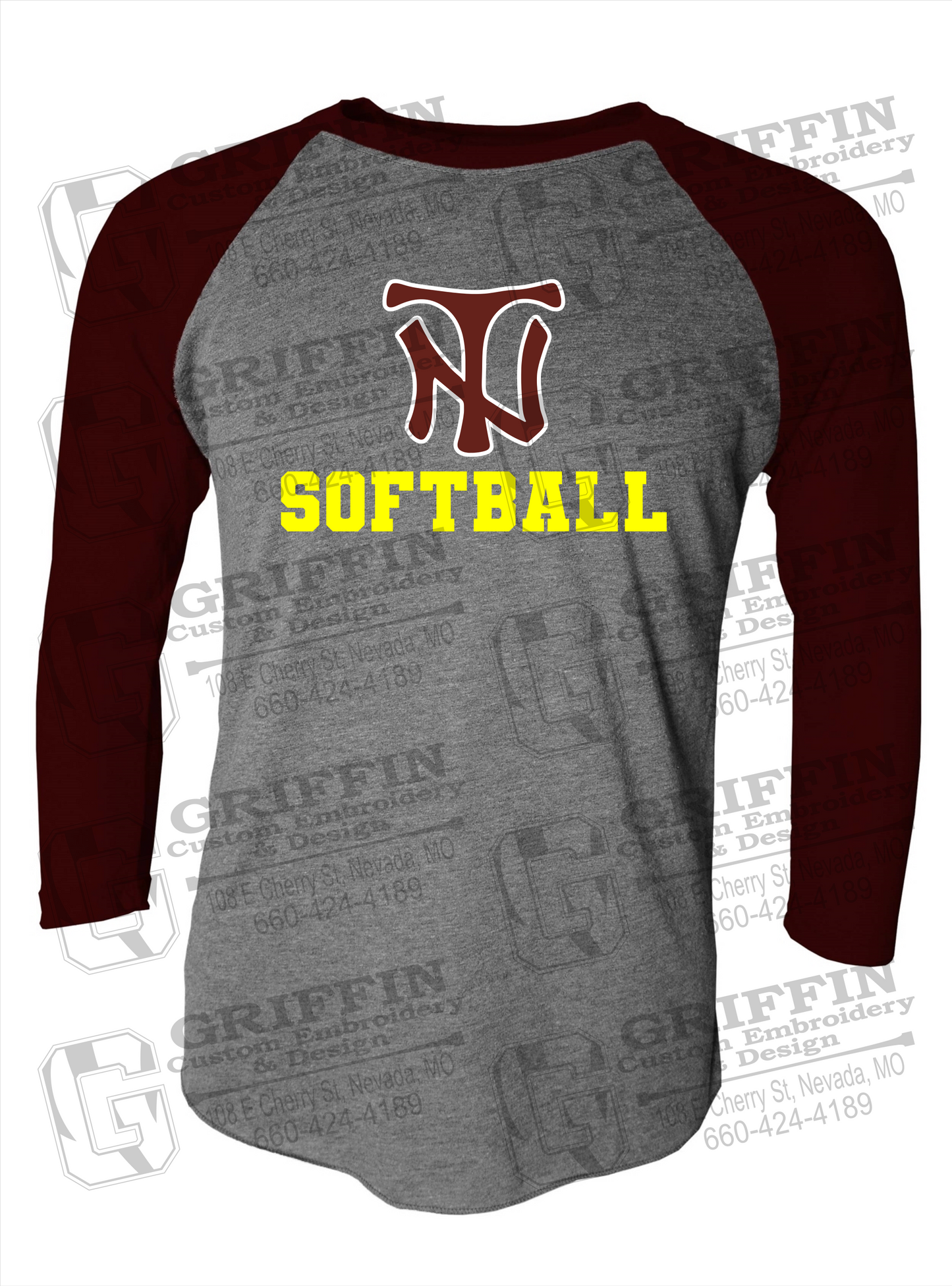 Tri-Blend Raglan Sleeve T-Shirt - Softball - Nevada Tigers 24-C