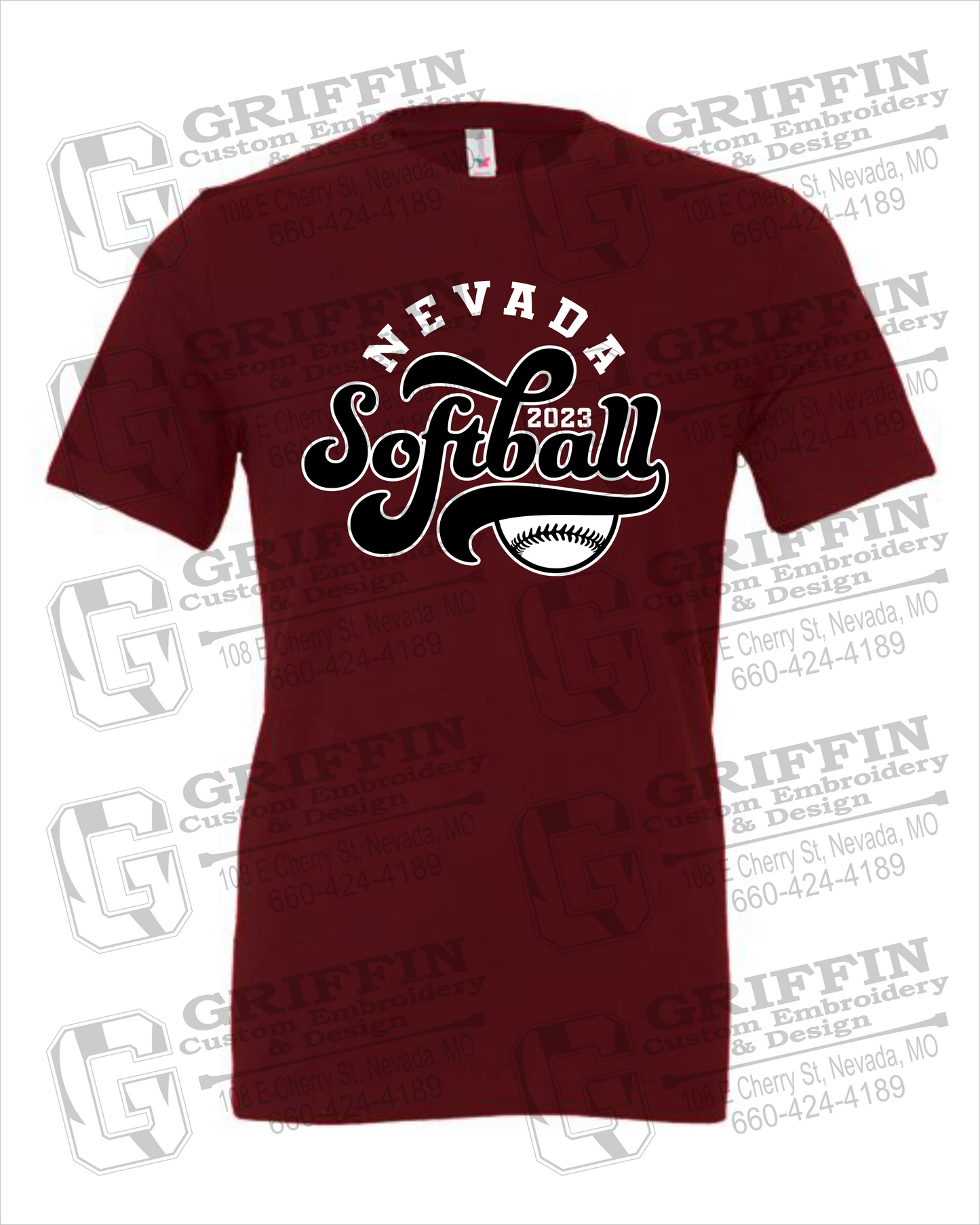 Nevada Tigers 24-D 100% Cotton Short Sleeve T-Shirt - Softball