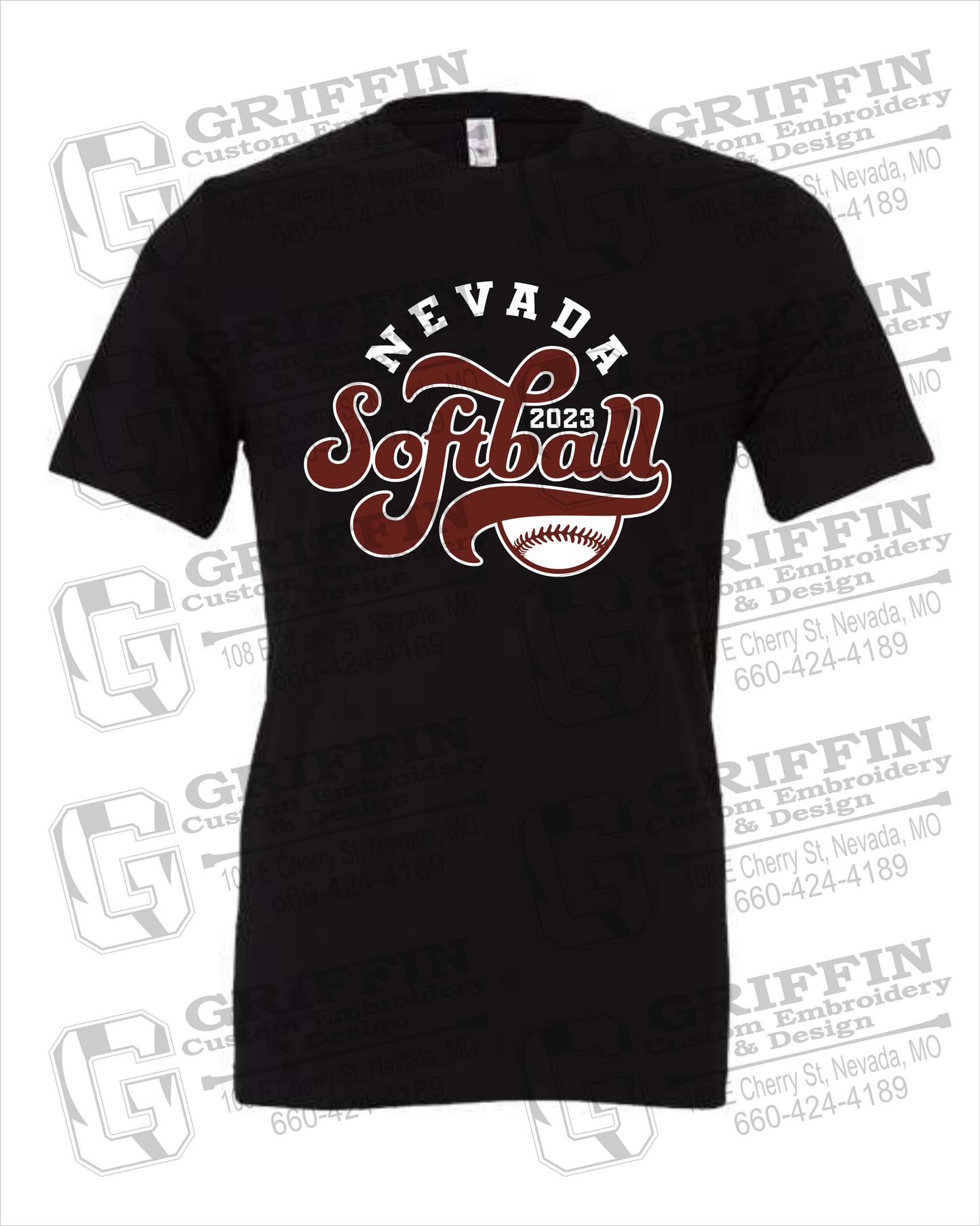 Nevada Tigers 24-D 100% Cotton Short Sleeve T-Shirt - Softball
