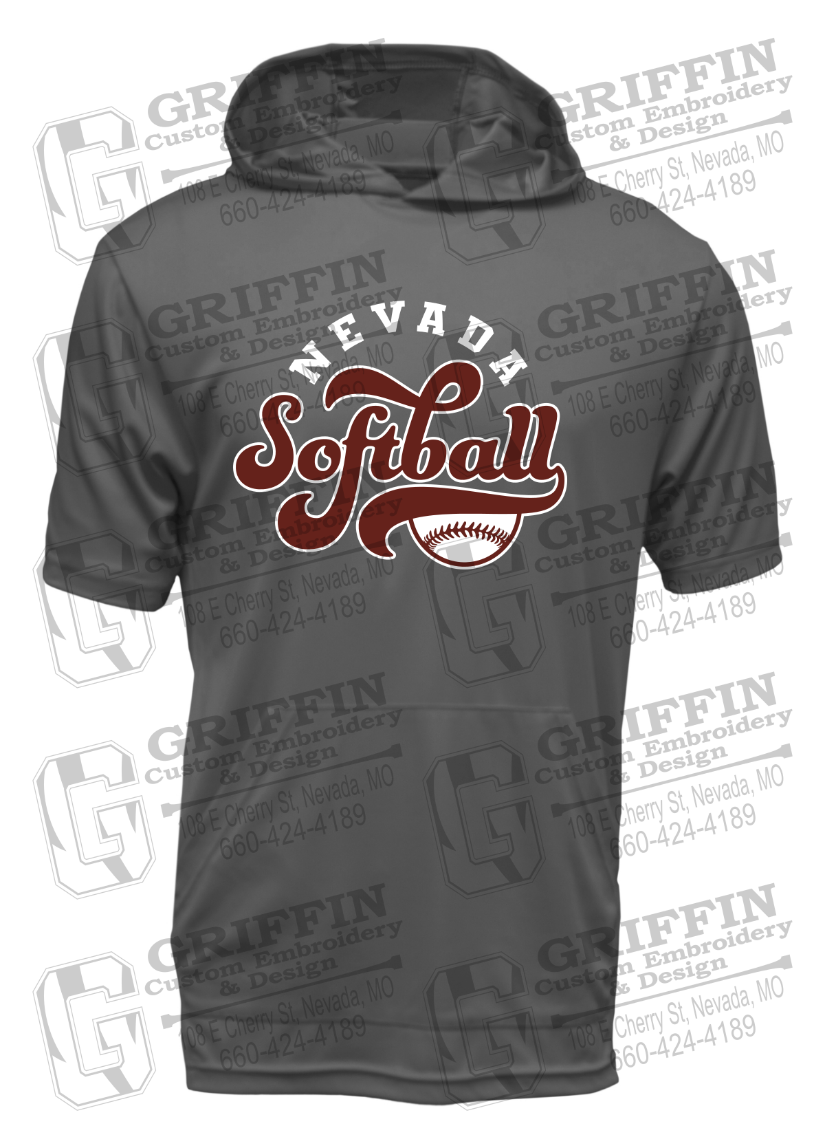Dry-Fit Short Sleeve T-Shirt Hoodie - Softball - Nevada Tigers 24-D