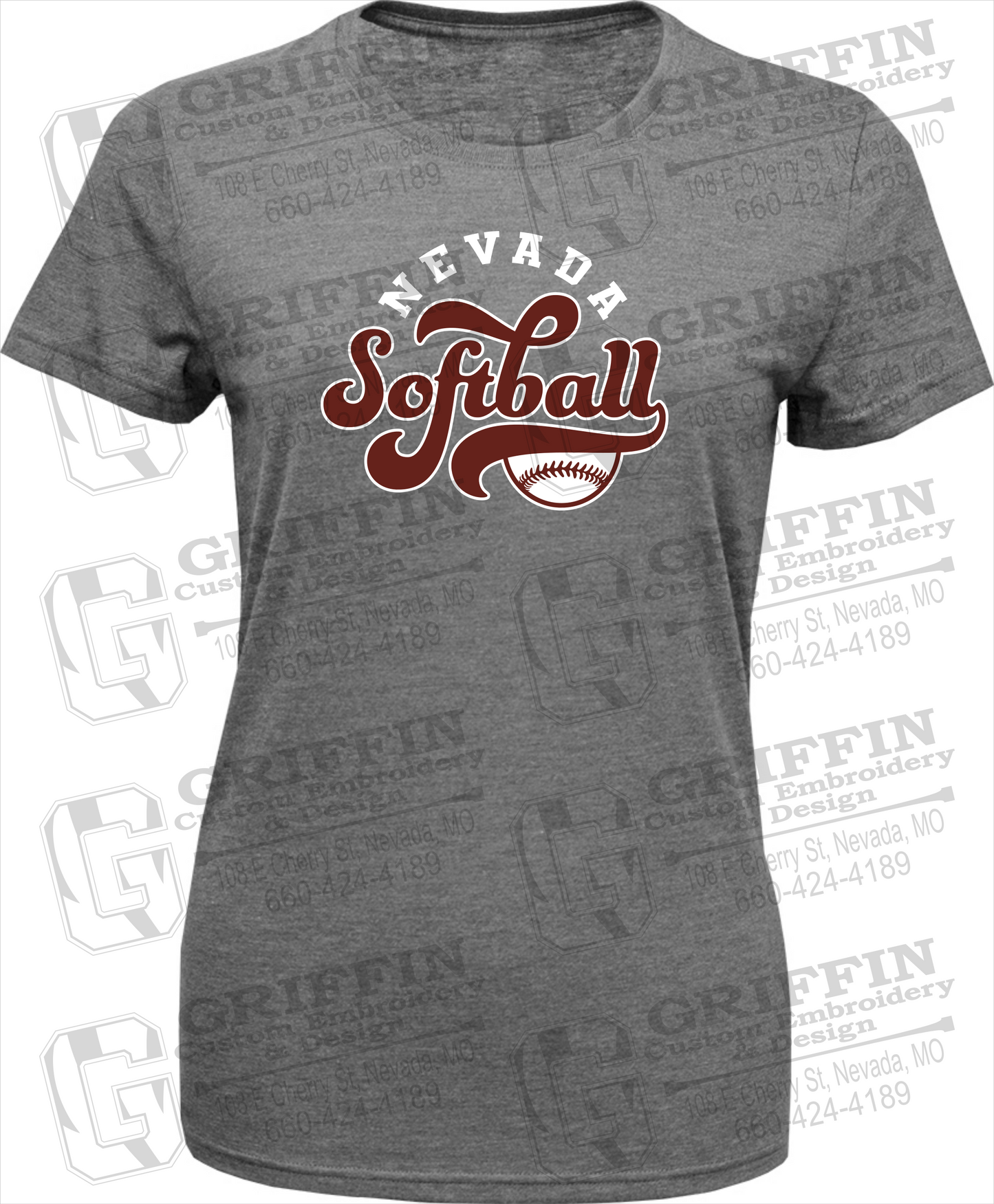 Womens Tri-Blend T-Shirt - Softball - Nevada Tigers 24-D