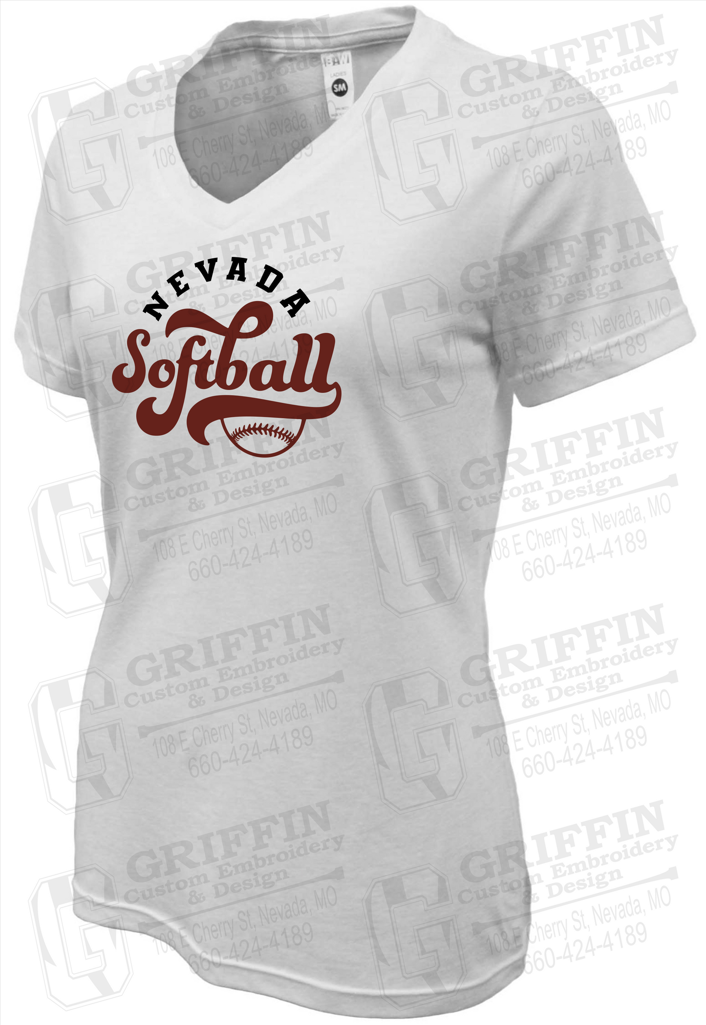 Womens Soft-Tek V-Neck T-Shirt - Softball - Nevada Tigers 24-D