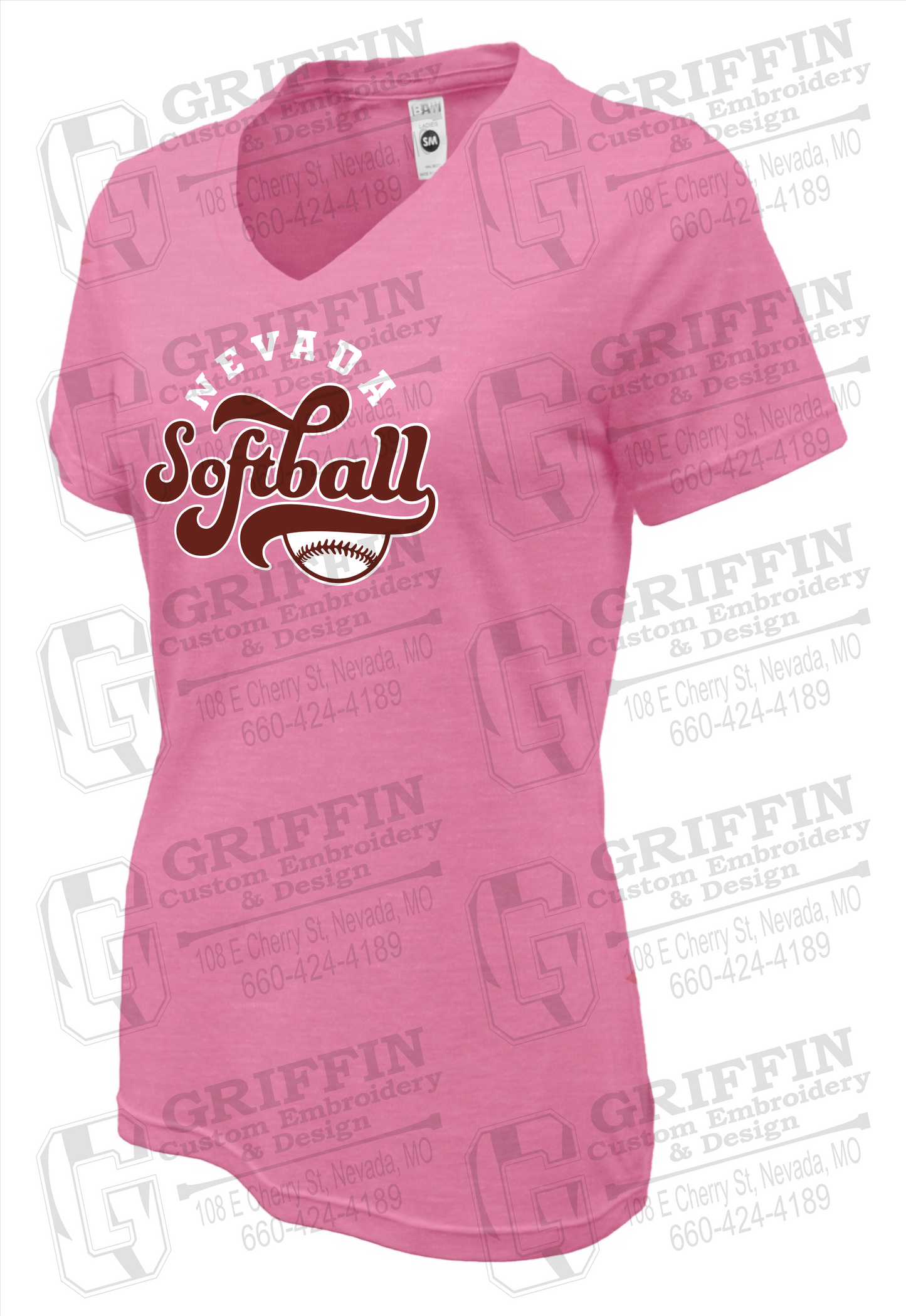 Womens Soft-Tek V-Neck T-Shirt - Softball - Nevada Tigers 24-D