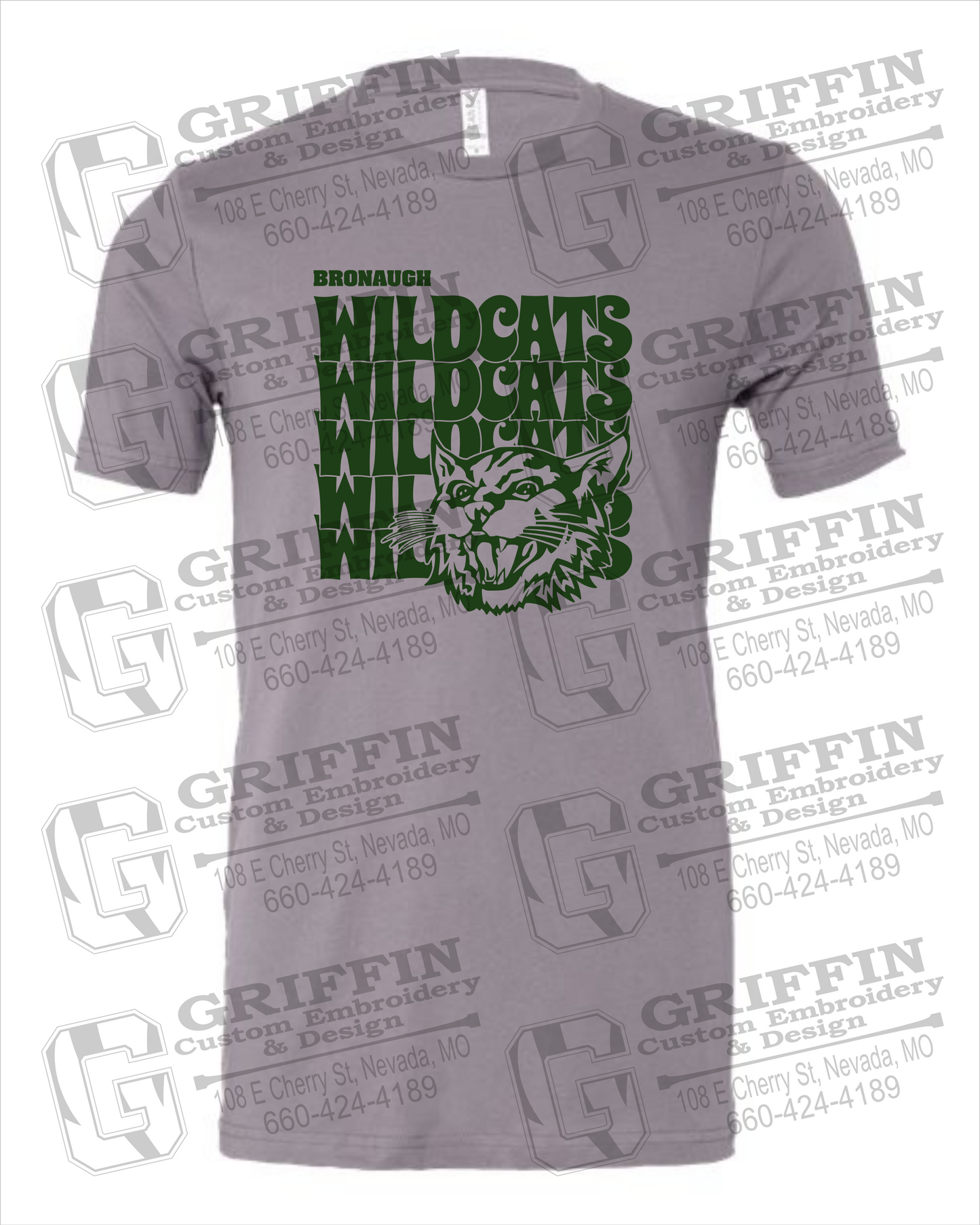 Bronaugh Wildcats 24-D 100% Cotton Short Sleeve T-Shirt