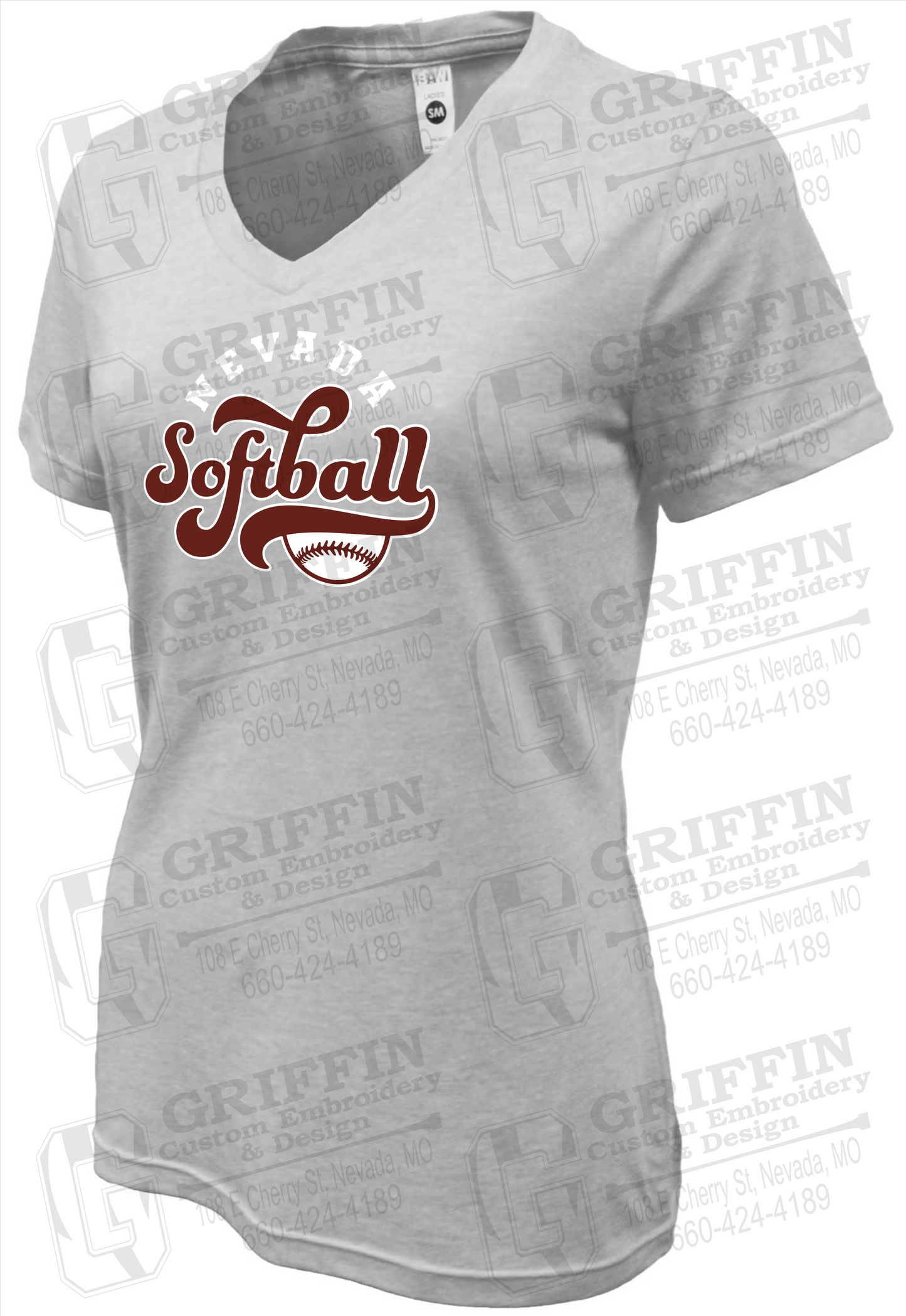 Womens Soft-Tek V-Neck T-Shirt - Softball - Nevada Tigers 24-D