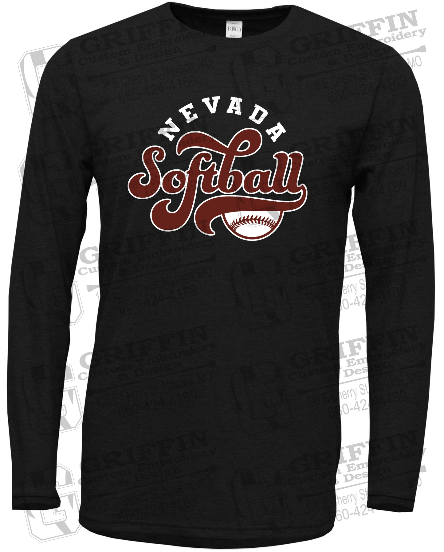 Soft-Tek Long Sleeve T-Shirt - Softball - Nevada Tigers 24-D