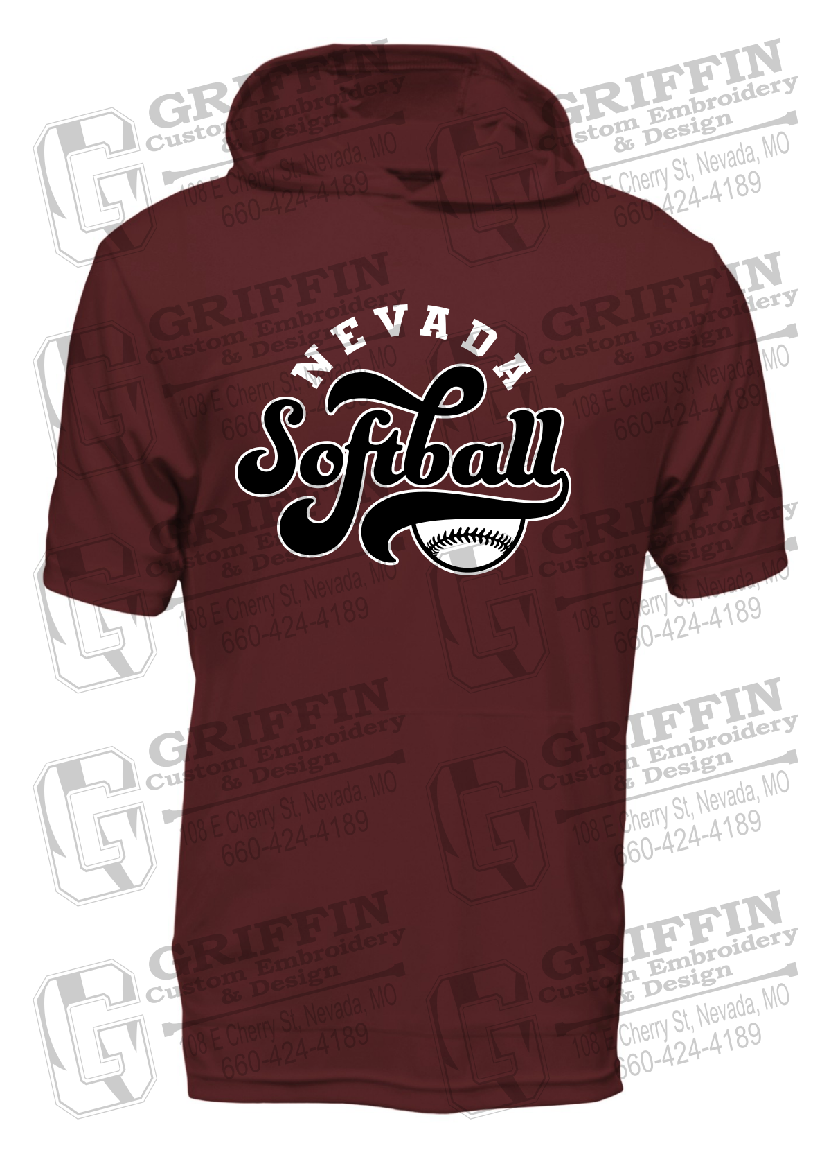 Dry-Fit Short Sleeve T-Shirt Hoodie - Softball - Nevada Tigers 24-D