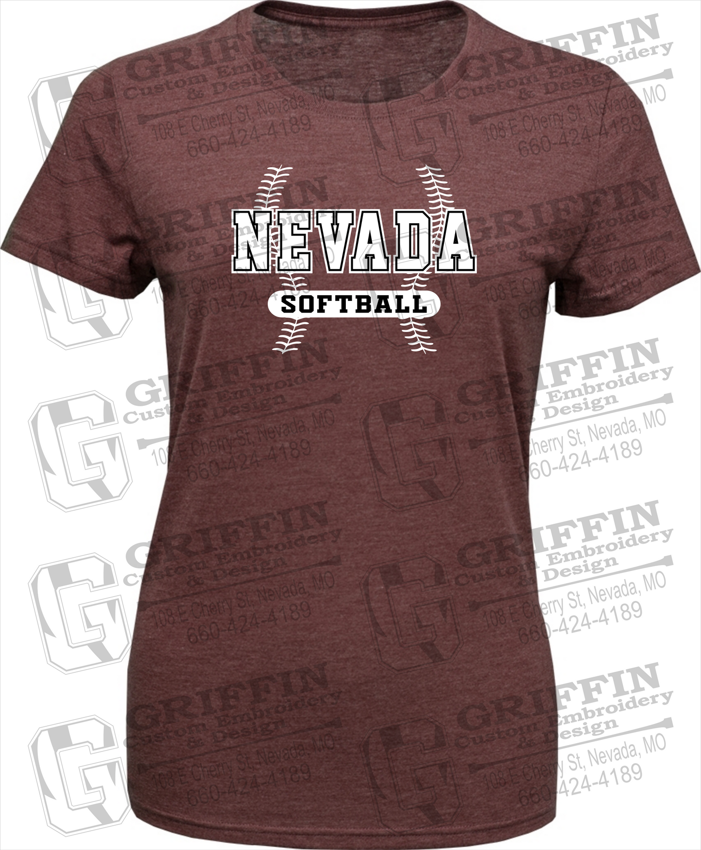 Womens Tri-Blend T-Shirt - Softball - Nevada Tigers 24-E