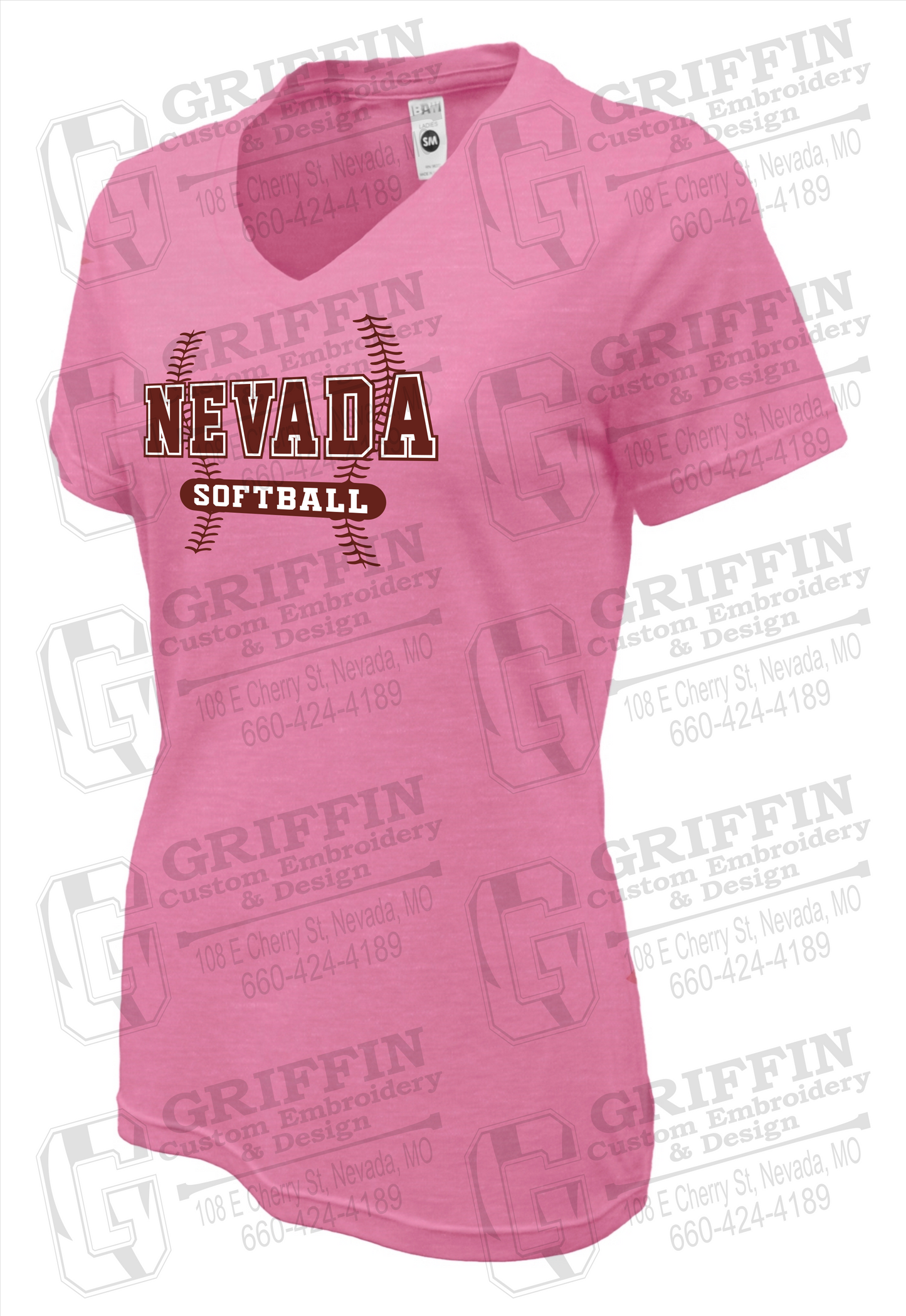 Womens Soft-Tek V-Neck T-Shirt - Softball - Nevada Tigers 24-E