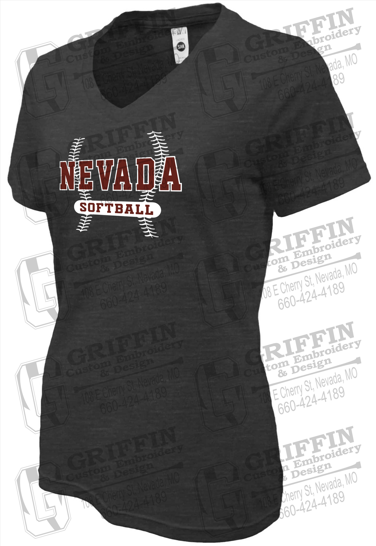 Womens Soft-Tek V-Neck T-Shirt - Softball - Nevada Tigers 24-E